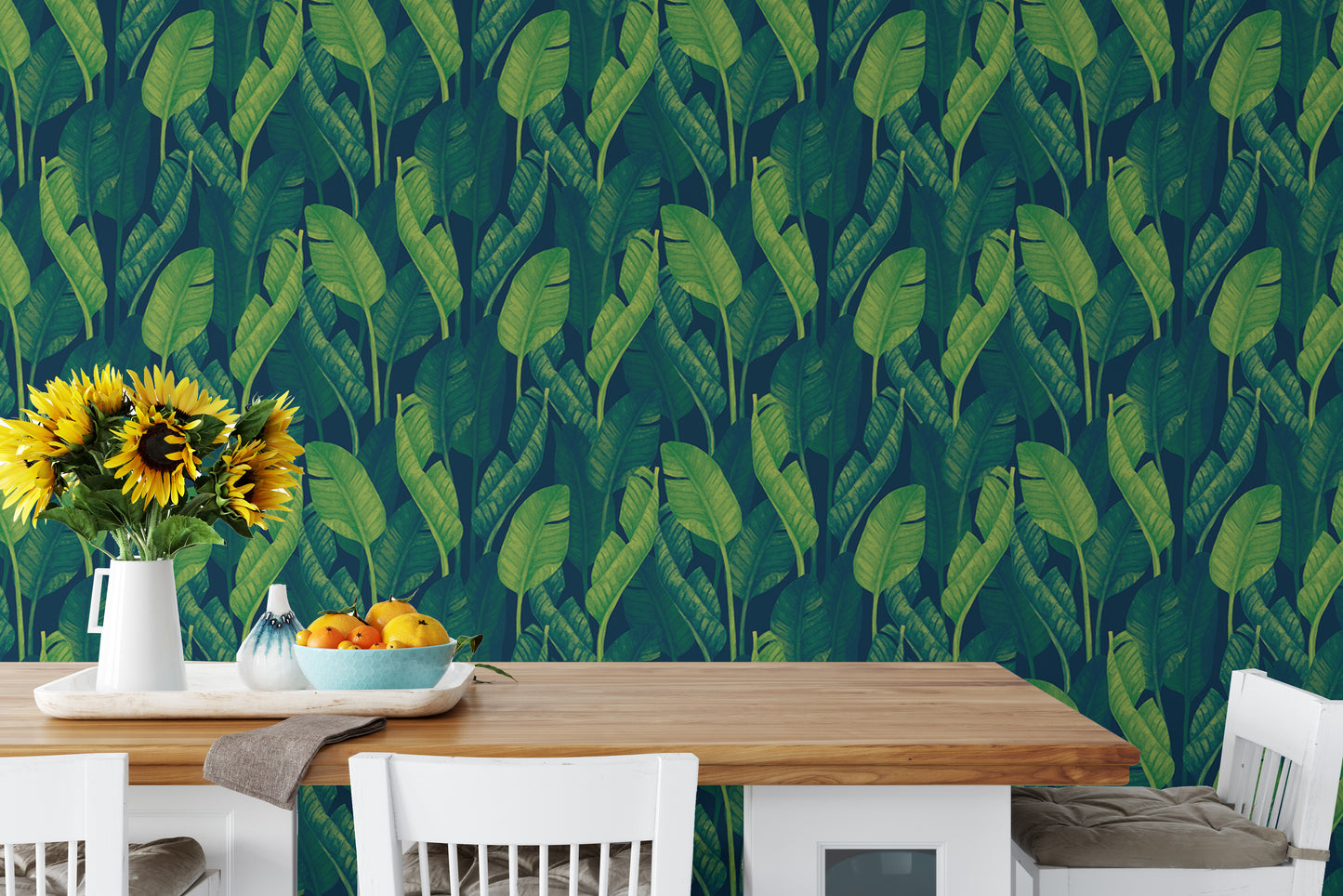 Dark Green Color Banana Leaves Wallpaper