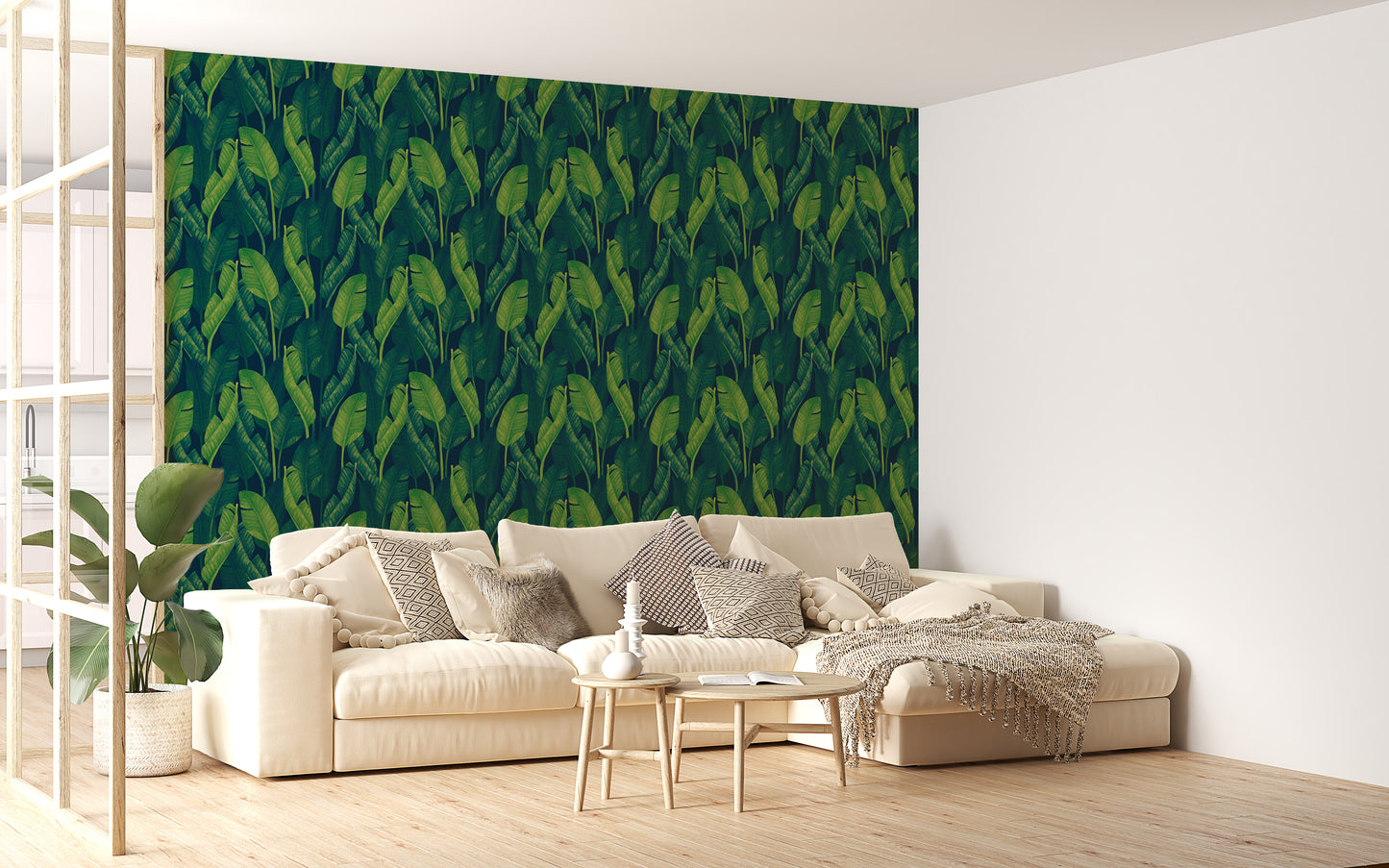 Dark Green Color Banana Leaves Wallpaper