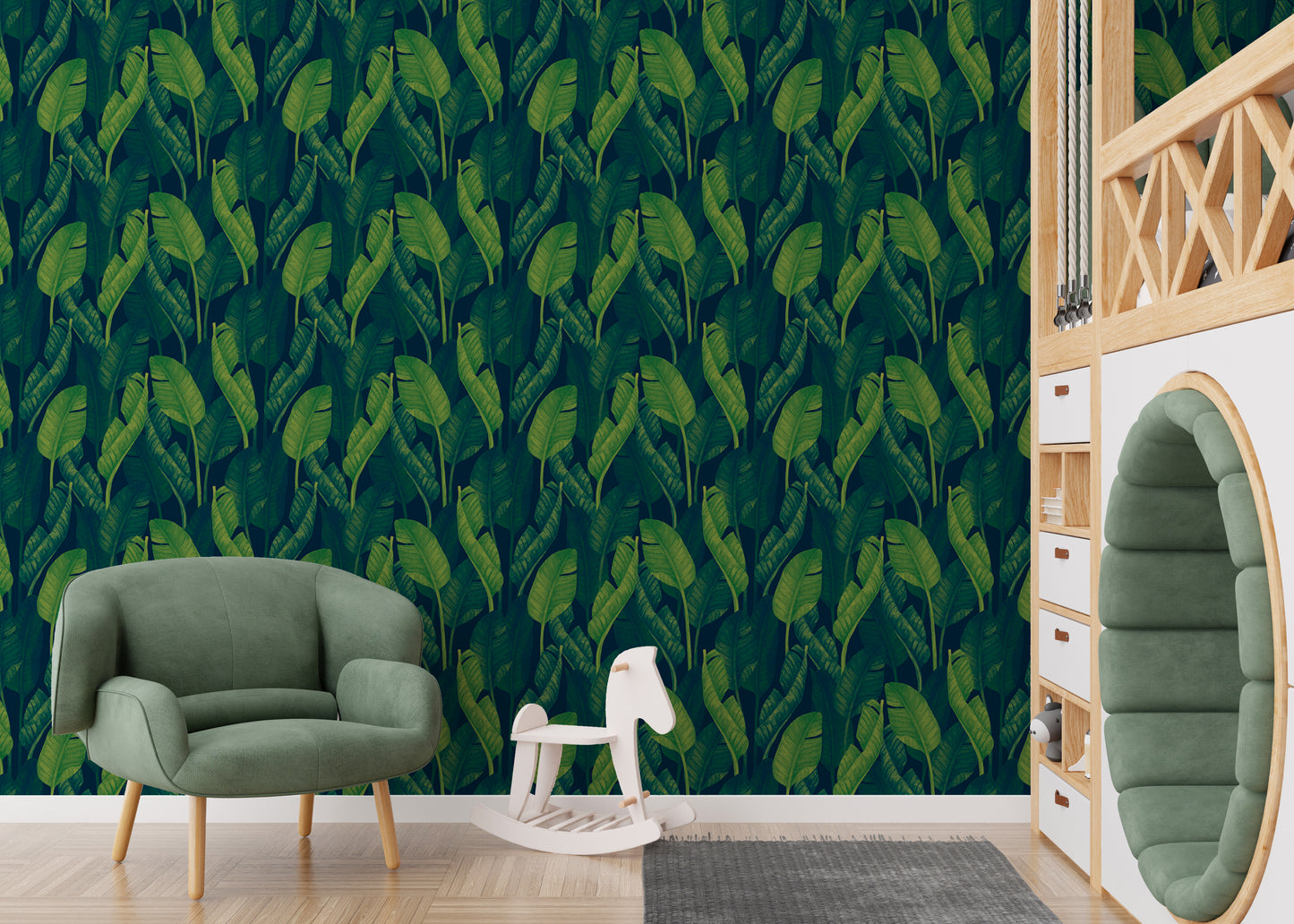 Dark Green Color Banana Leaves Wallpaper