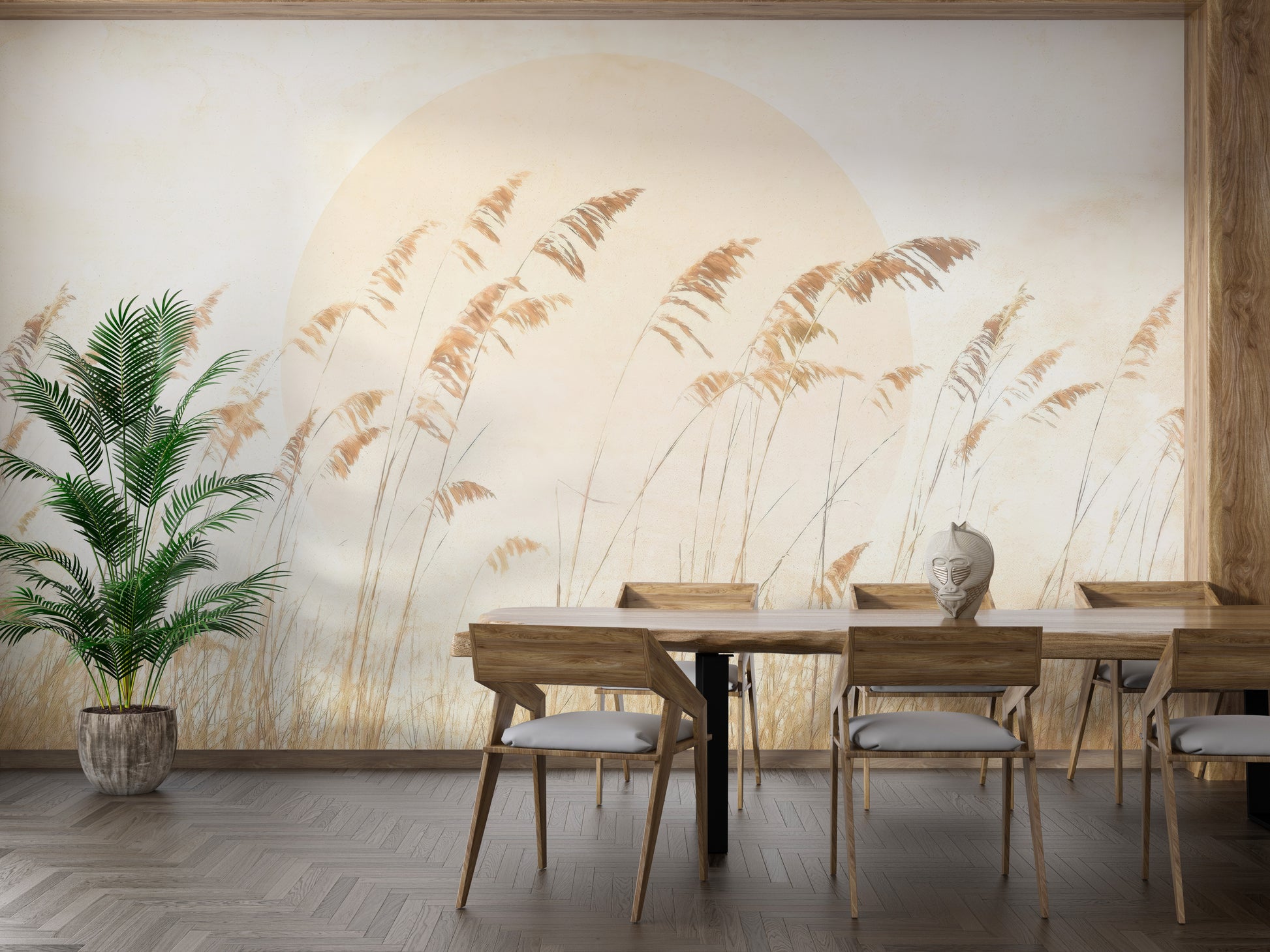 Serene dune grass mural for a coastal-inspired room
