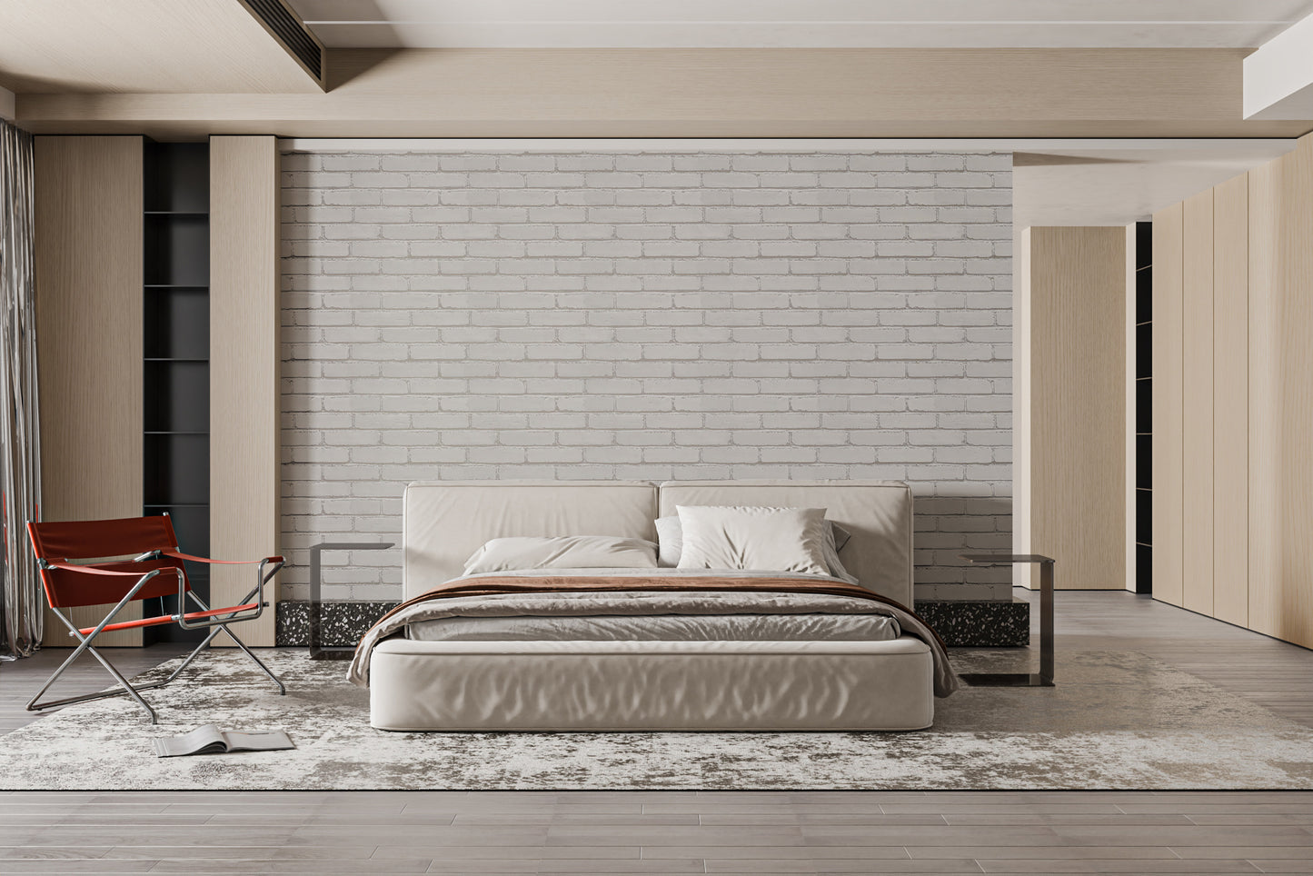 Clean White Brick Wall Mural