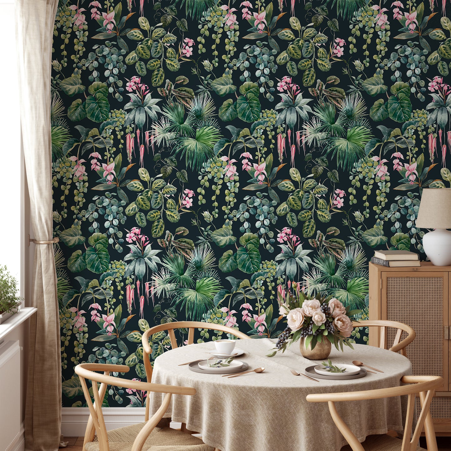 Tropical Pattern Jungle Flower Wallpaper