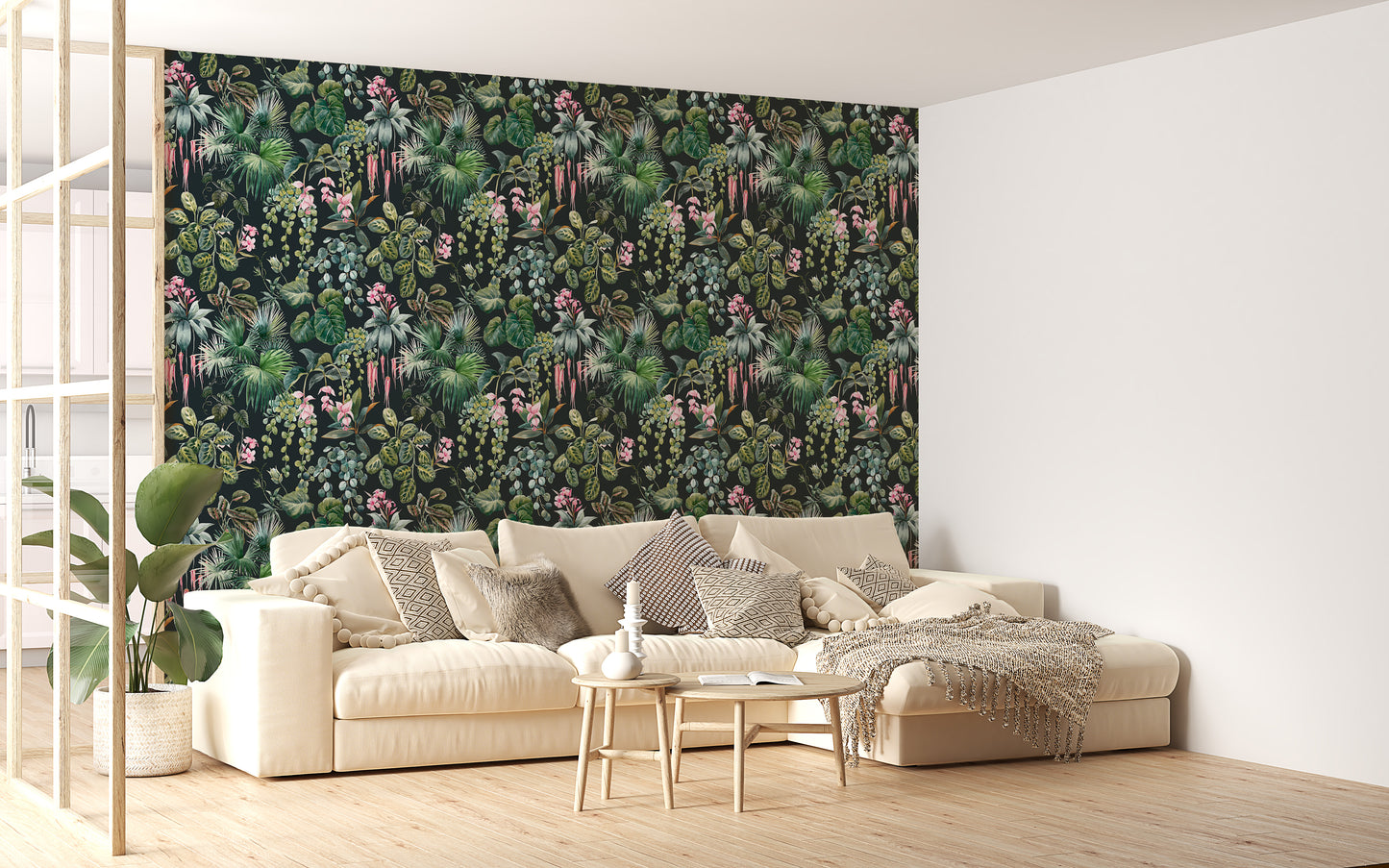 Tropical Pattern Jungle Flower Wallpaper