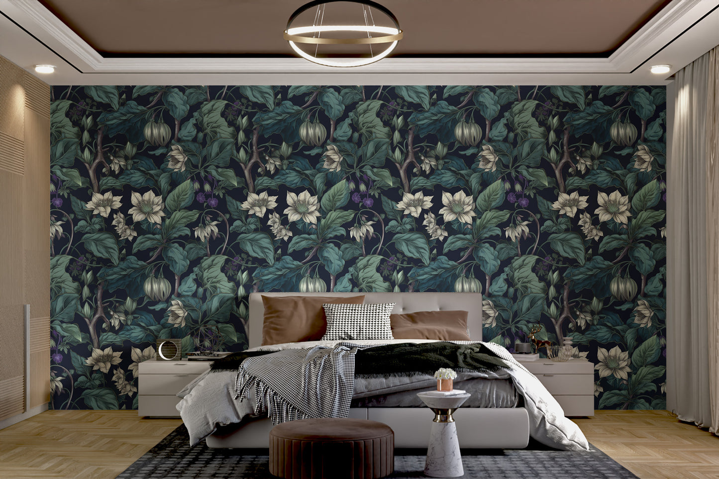 Botanical Blossom Wall Mural - Teal