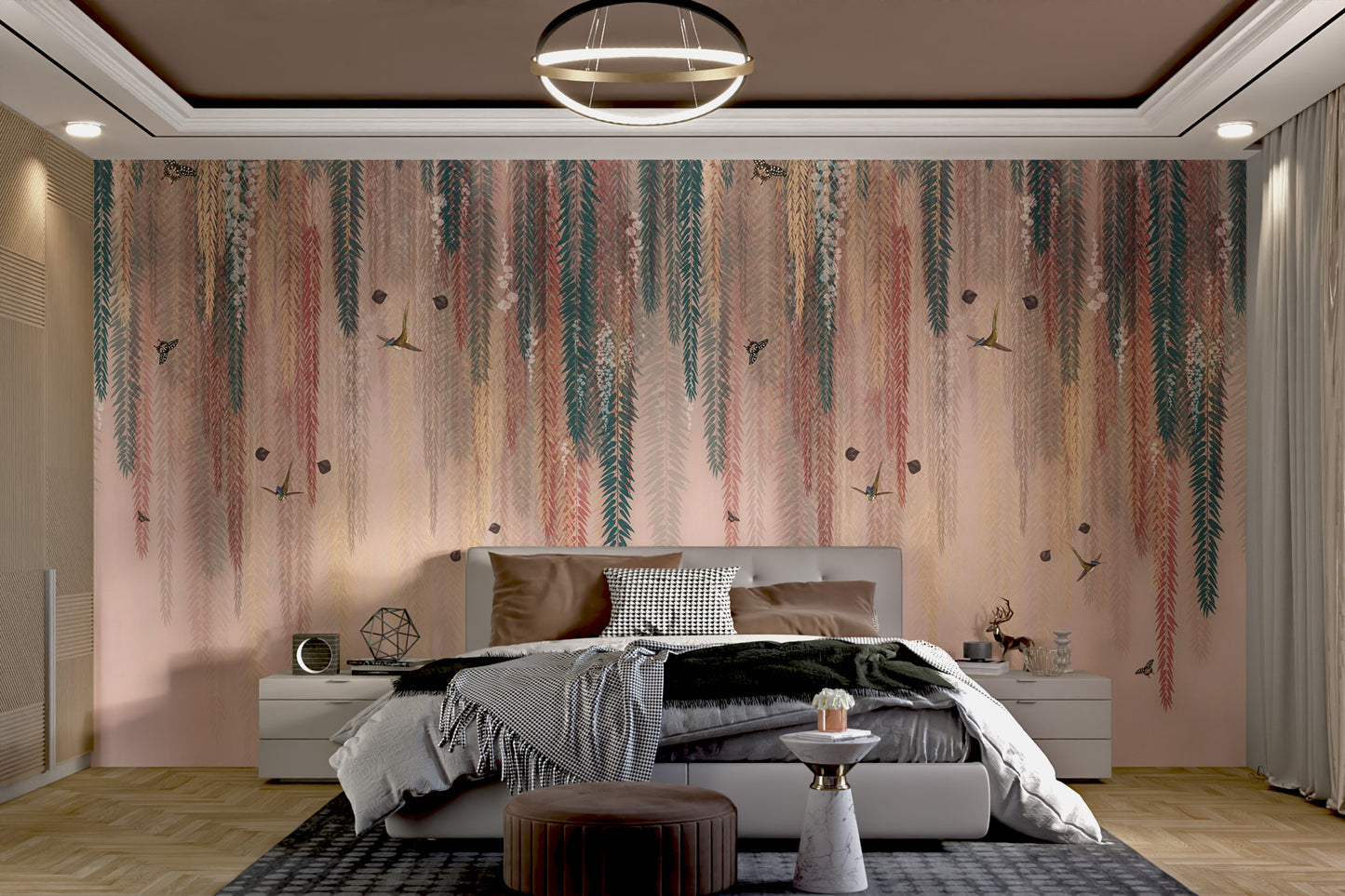 Colorful Leaves Hanging Wallpaper Mural