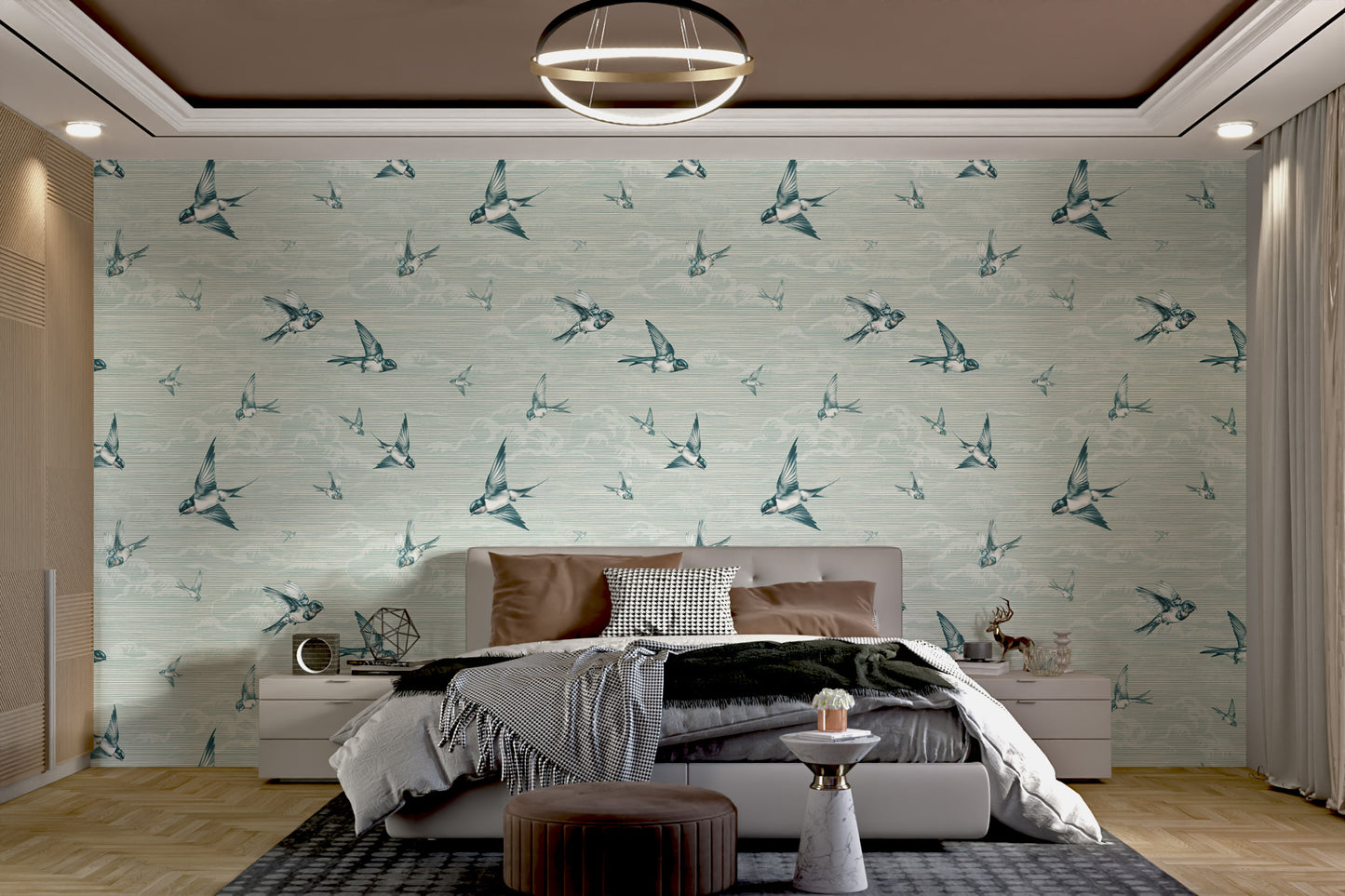 Peaceful Blue Birds Wallpaper Mural