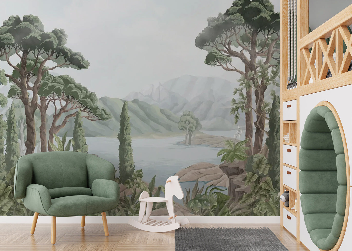 Artistic jungle landscape mural for nature-inspired rooms
