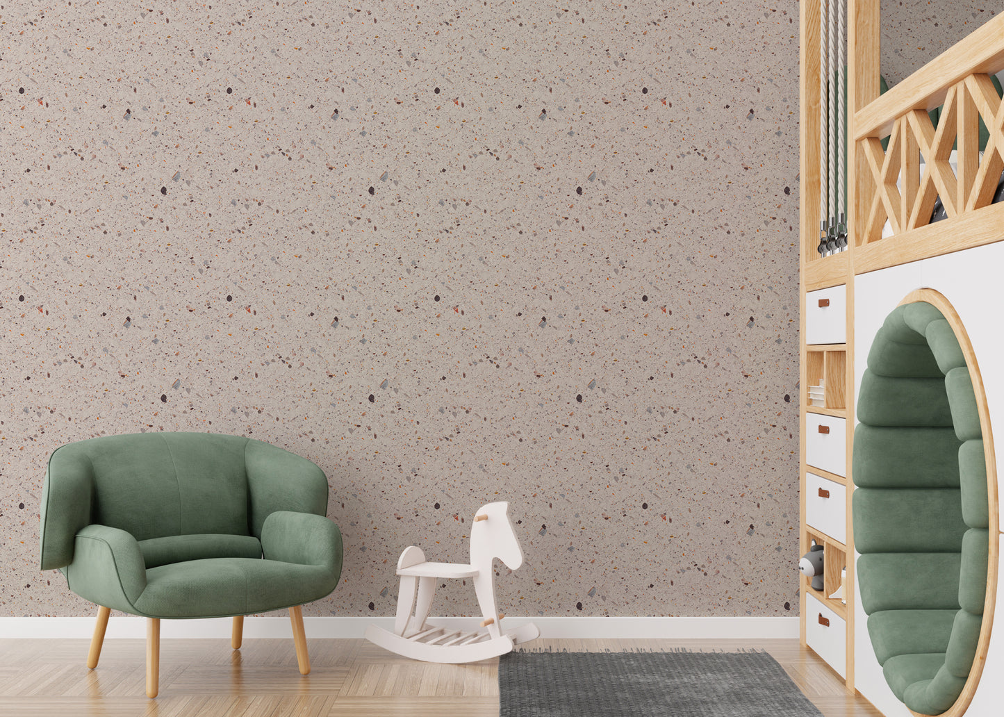 Beige Venetian Quartz Stone Terrazzo Tiles Wallpaper