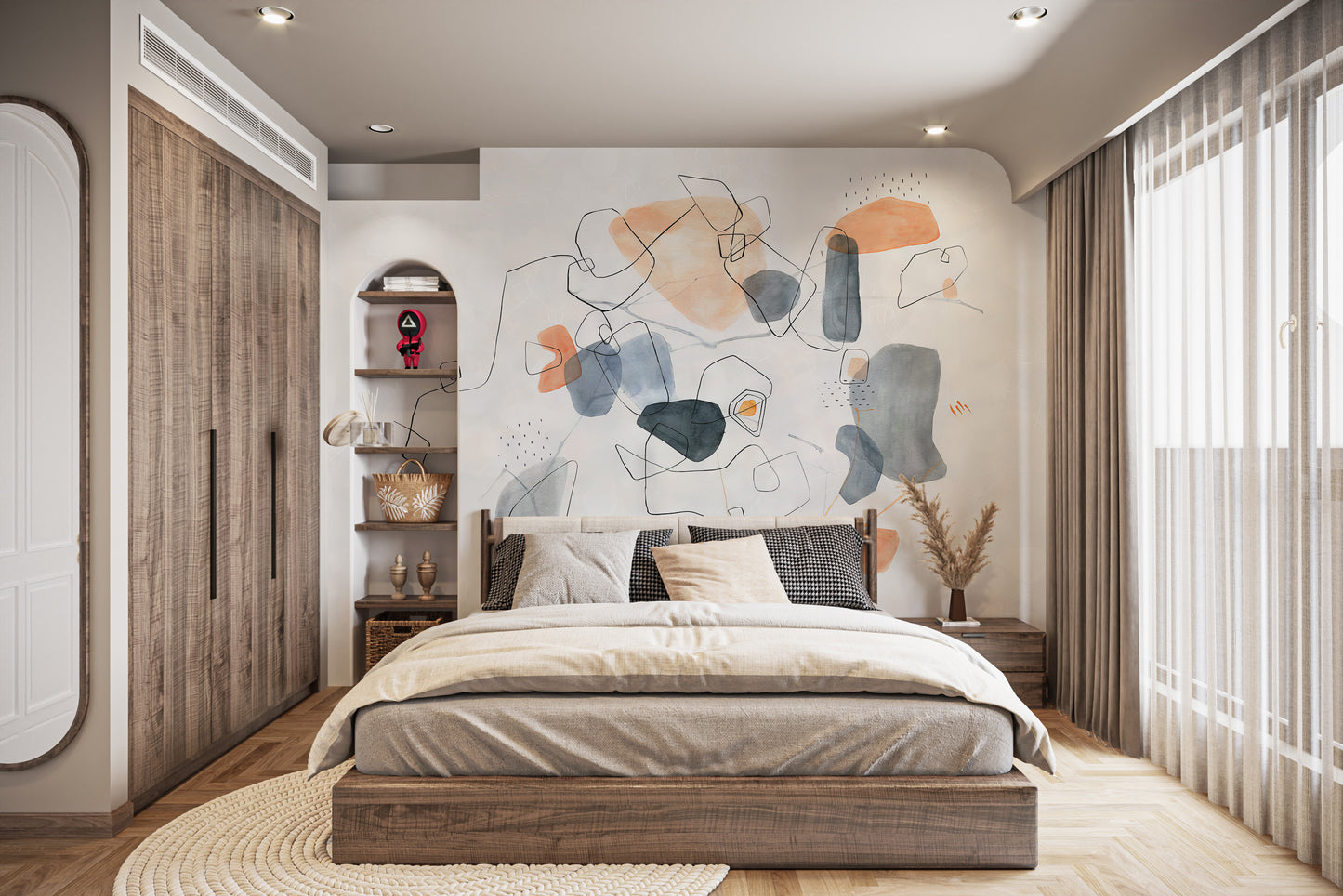 Artistic shapes wall mural for sleek and trendy decor