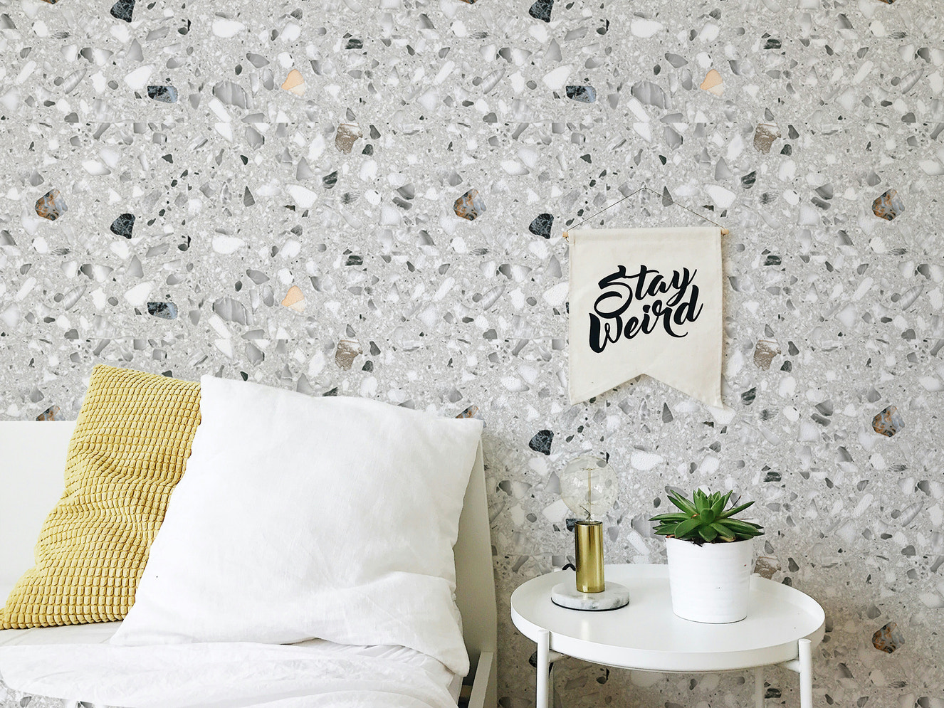 Italian Style Terrazzo Flooring Vector Grey Wallpaper