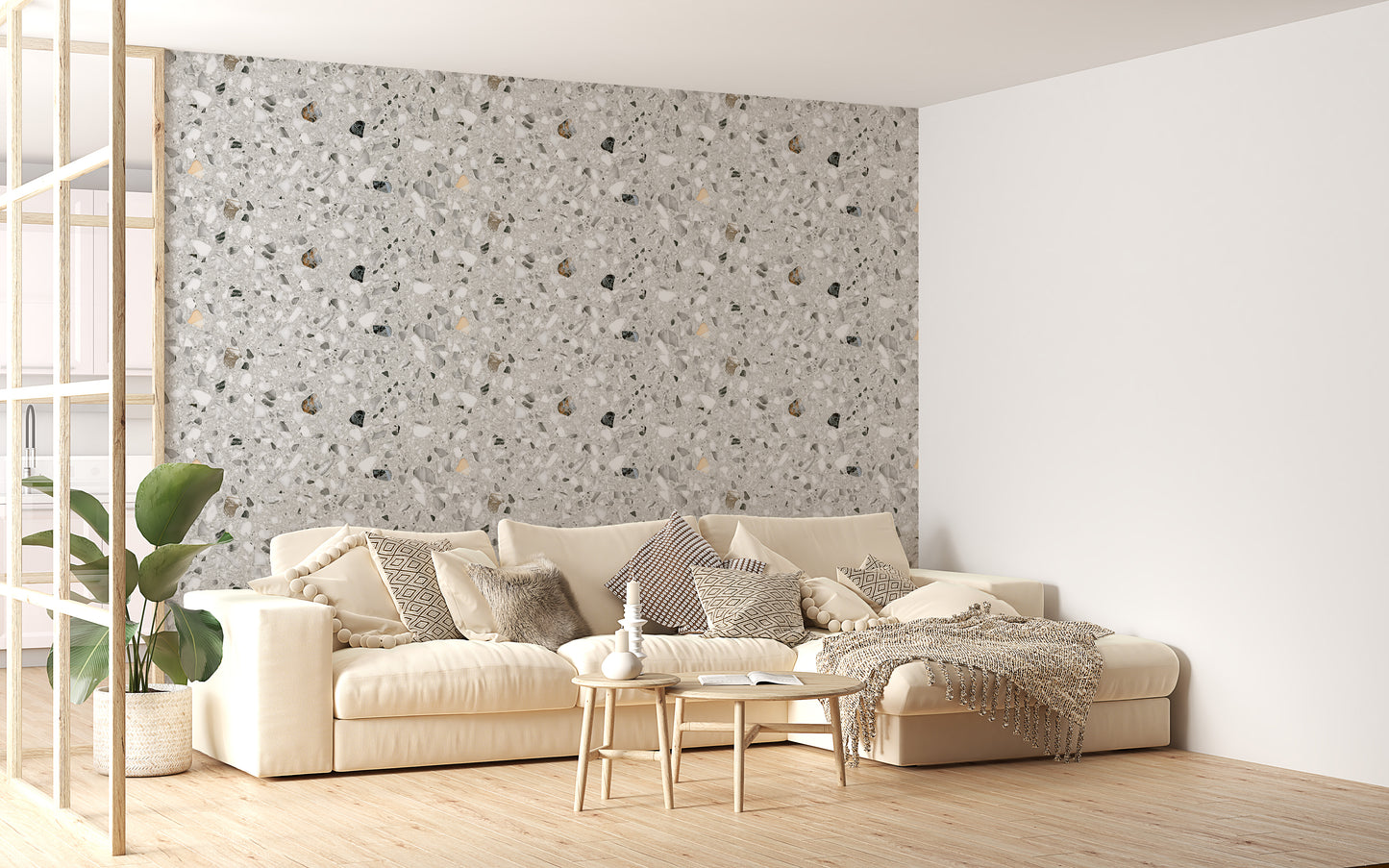 Italian Style Terrazzo Flooring Vector Grey Wallpaper