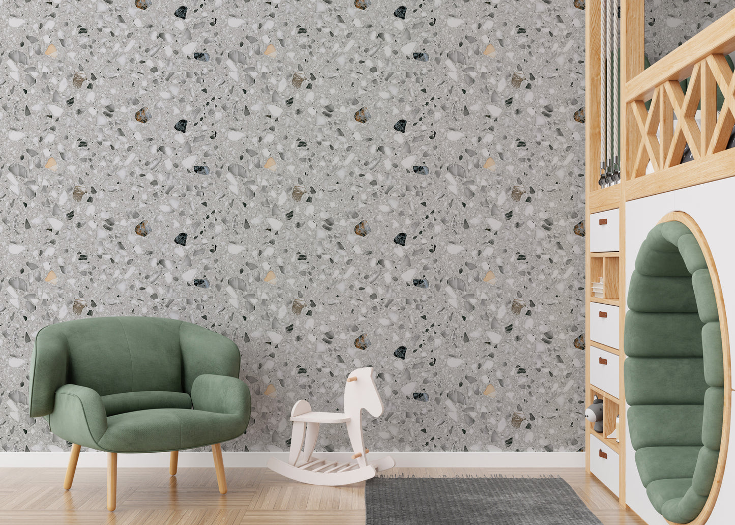 Italian Style Terrazzo Flooring Vector Grey Wallpaper