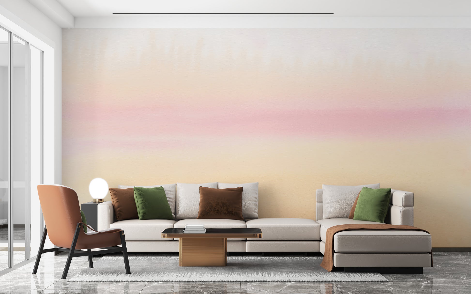 Soft sunset ombre wallpaper with pastel hues for a serene ambiance
