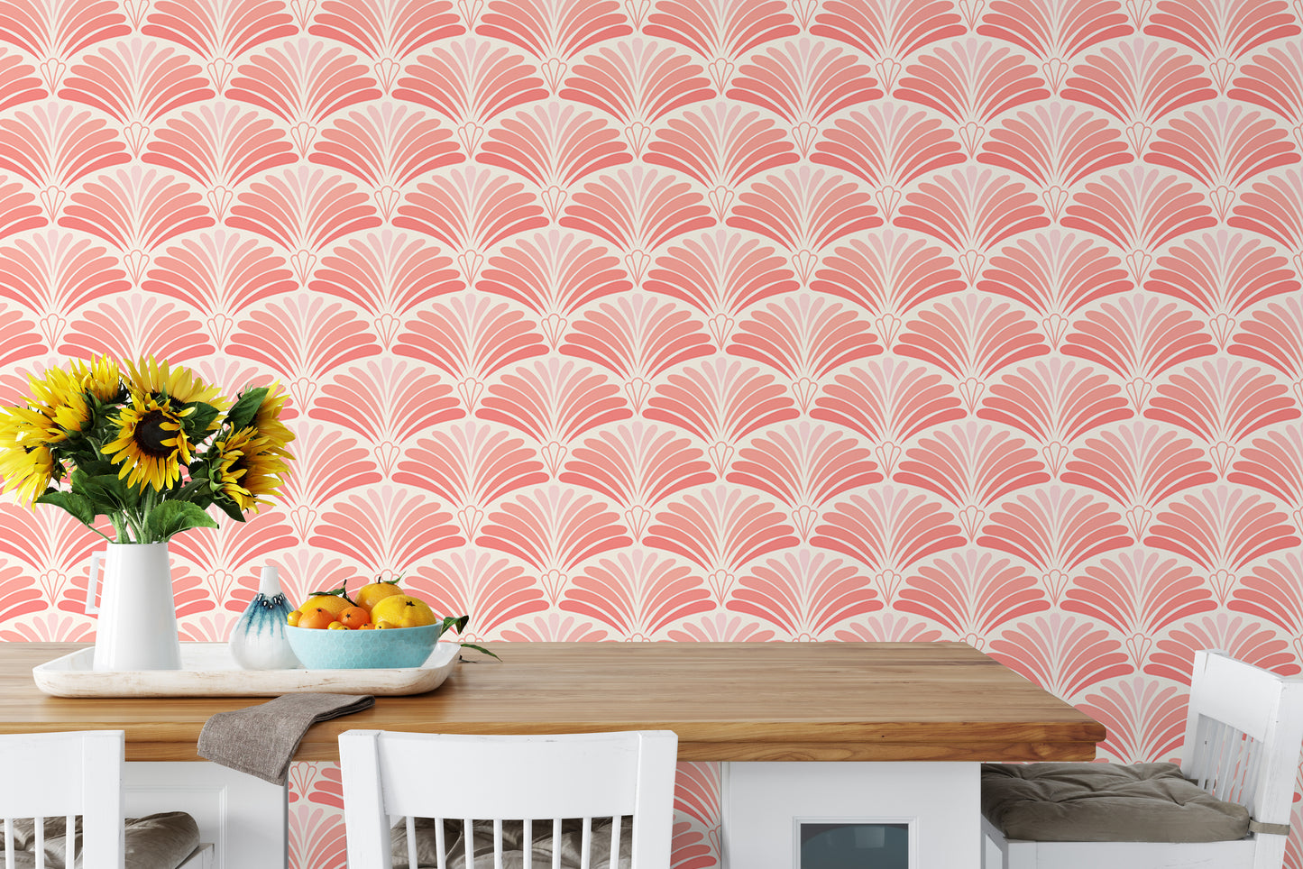 Pink Color Japanese Art Pattern Wallpaper