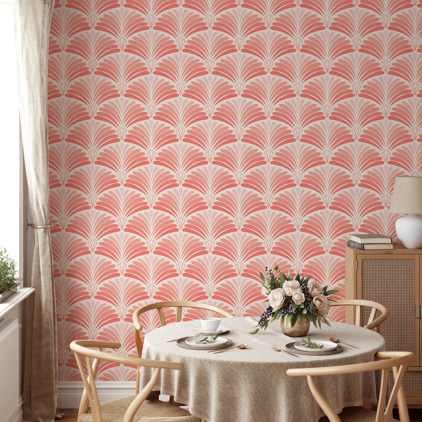 Beautiful Japanese-style wallpaper in pink hues