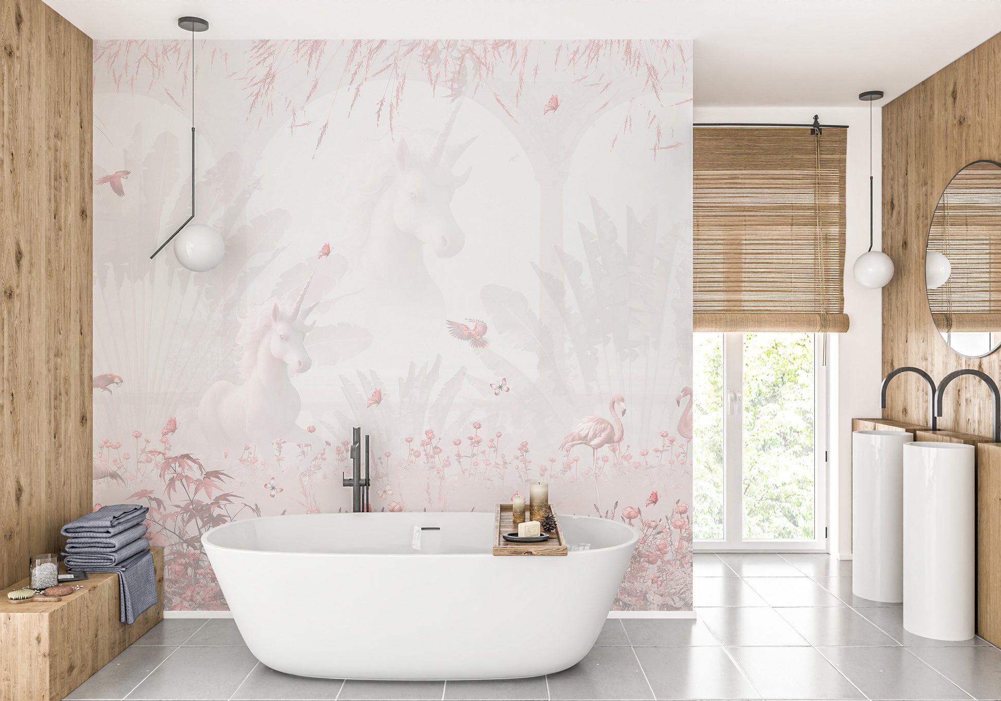 Pink Waterfall Dream Wallpaper Mural for tranquil decor