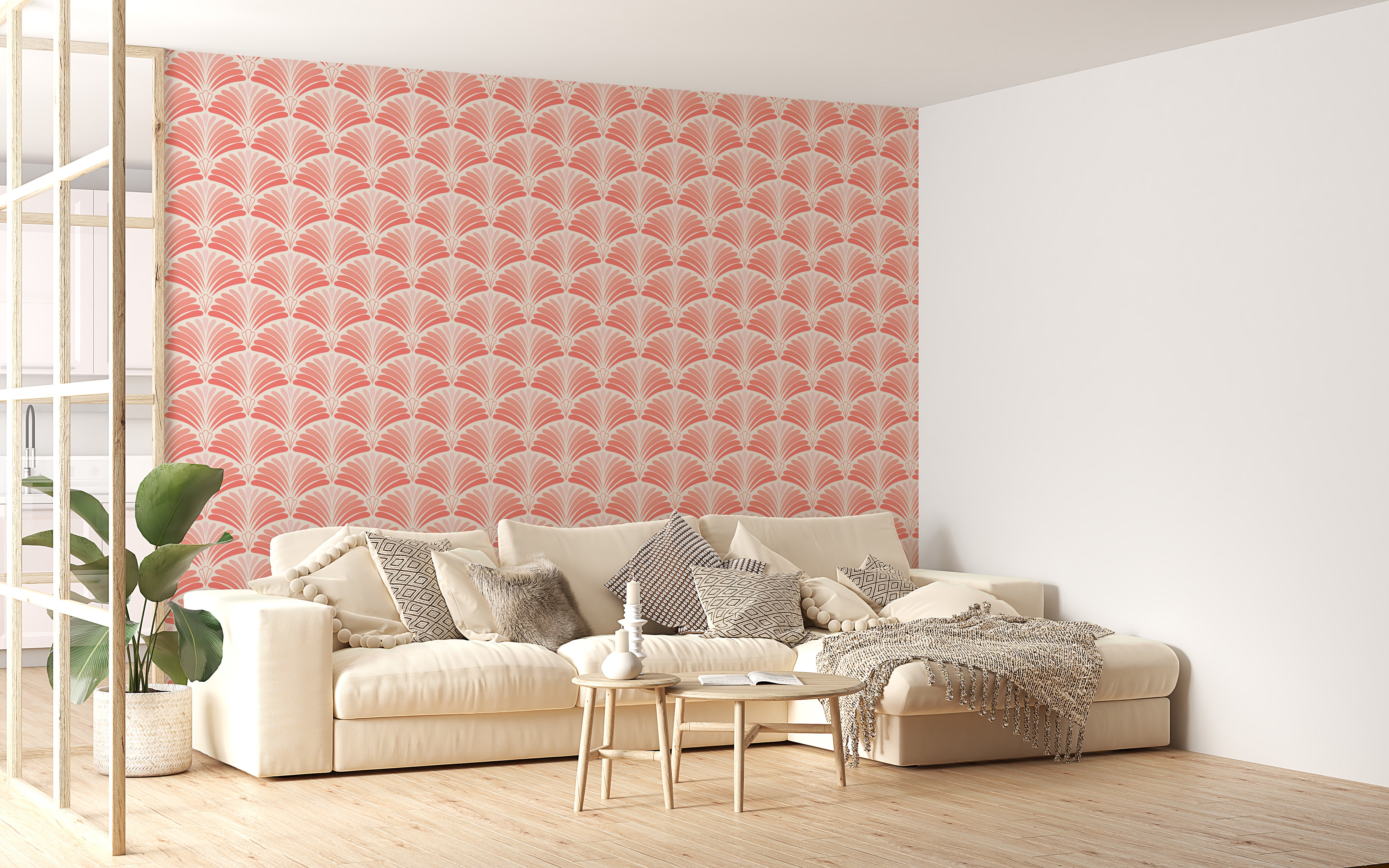 Stylish pink wallpaper highlighting Japanese art elegance