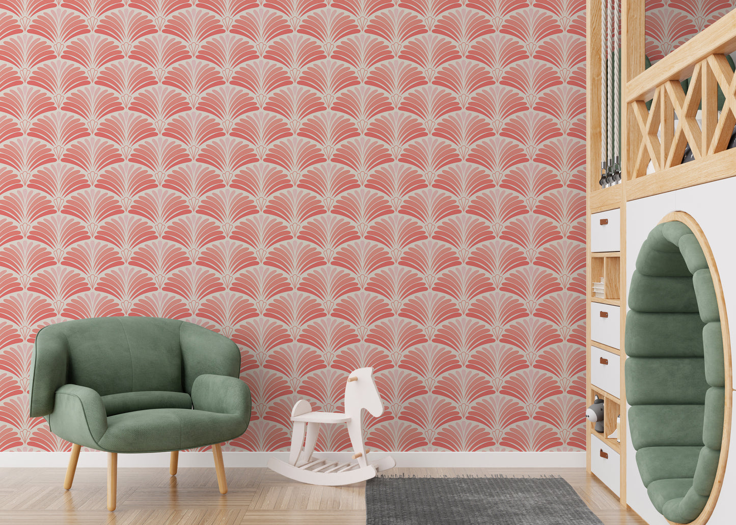 Pink Color Japanese Art Pattern Wallpaper