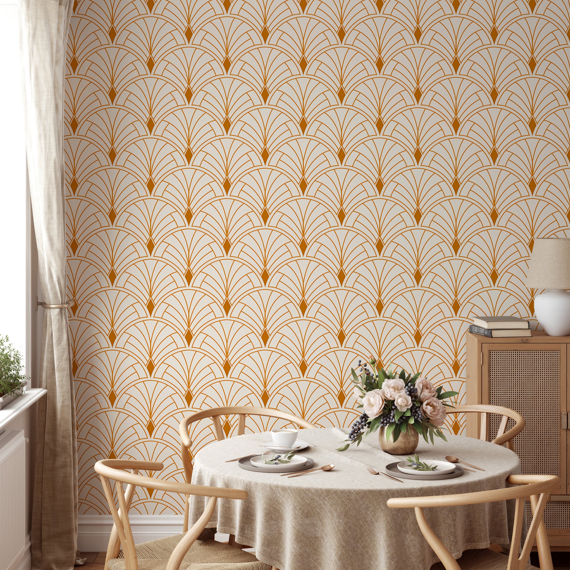 Victorian-inspired abstract art deco wallpaper for walls