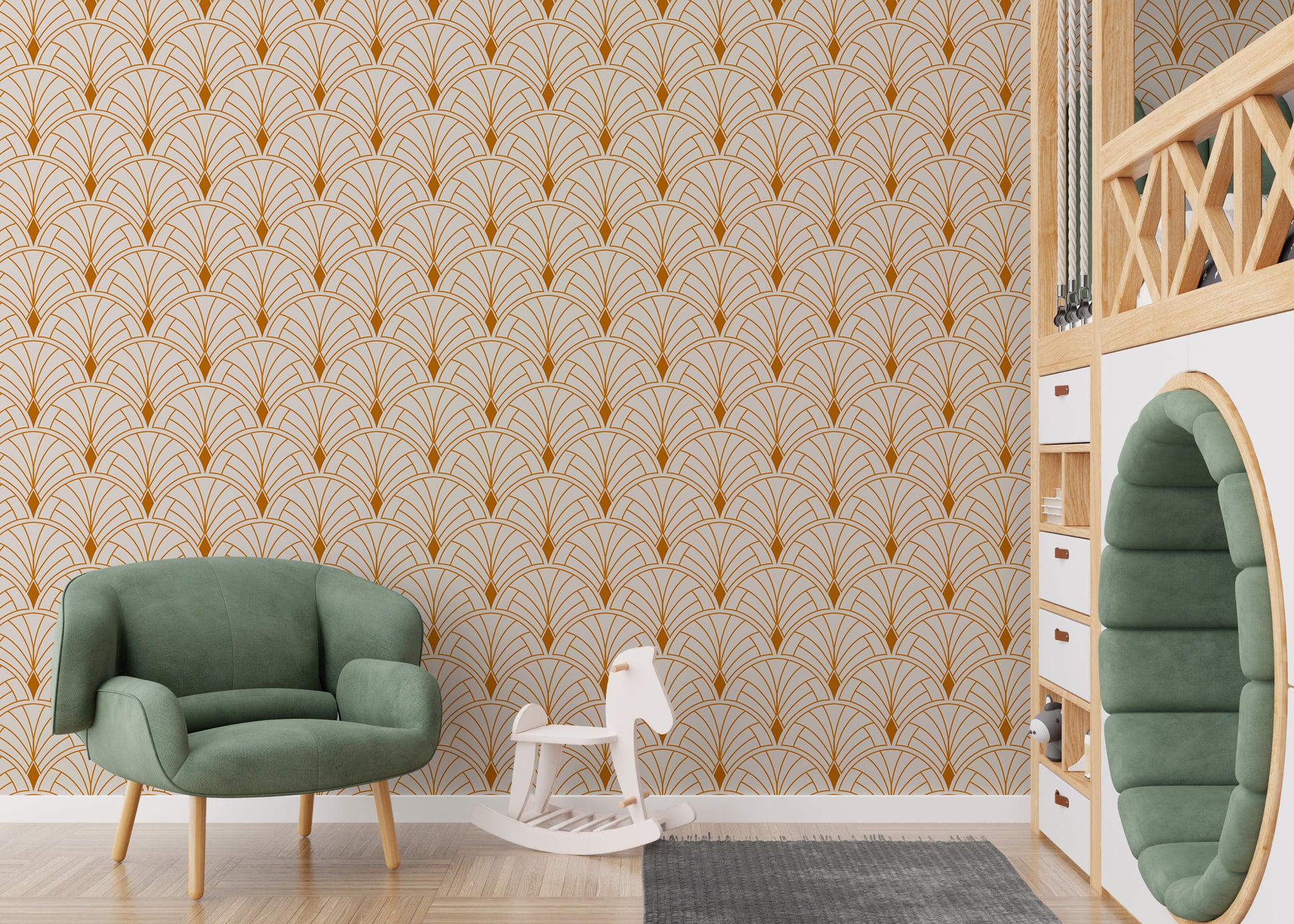 Abstract art deco wallpaper with Victorian influence