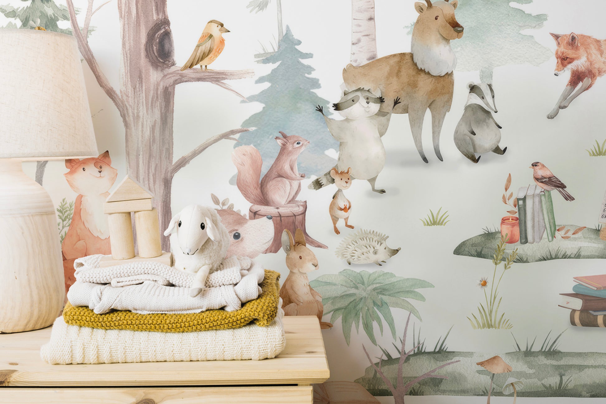 Removable cartoon animals wallpaper for kids' spaces