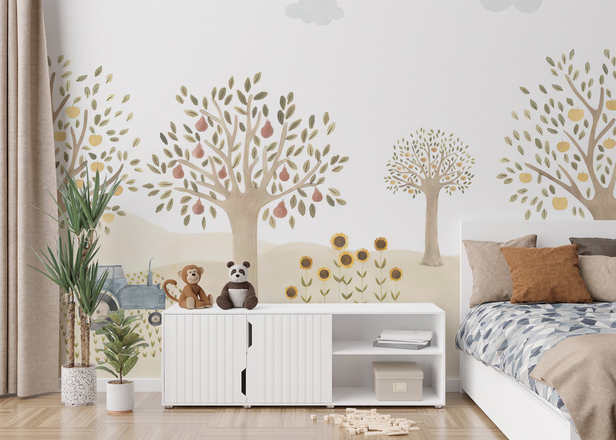 Farm animals wallpaper mural for playful kids' decor