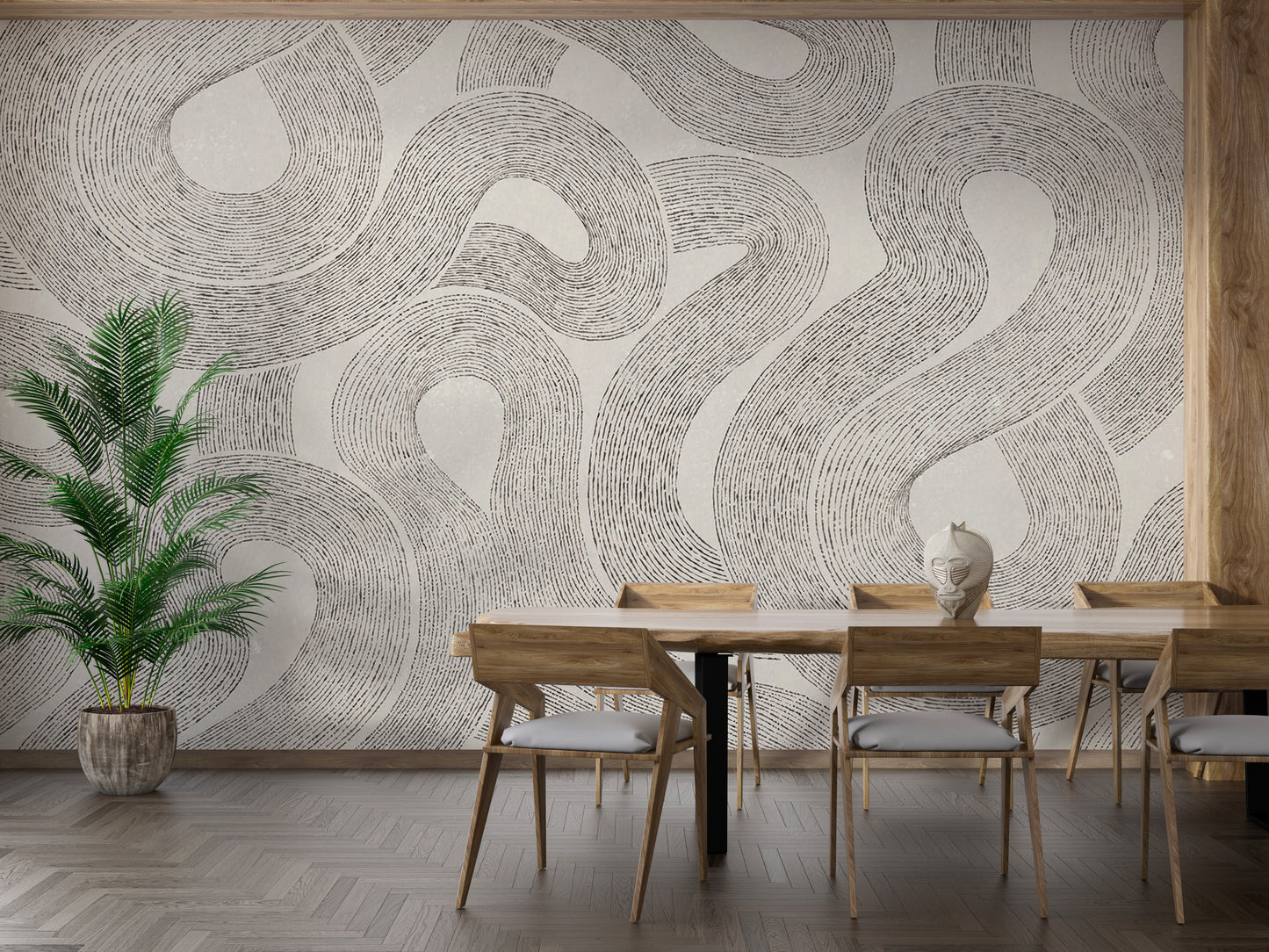 Subtle modern Zen mural in grey tones for chic decor
