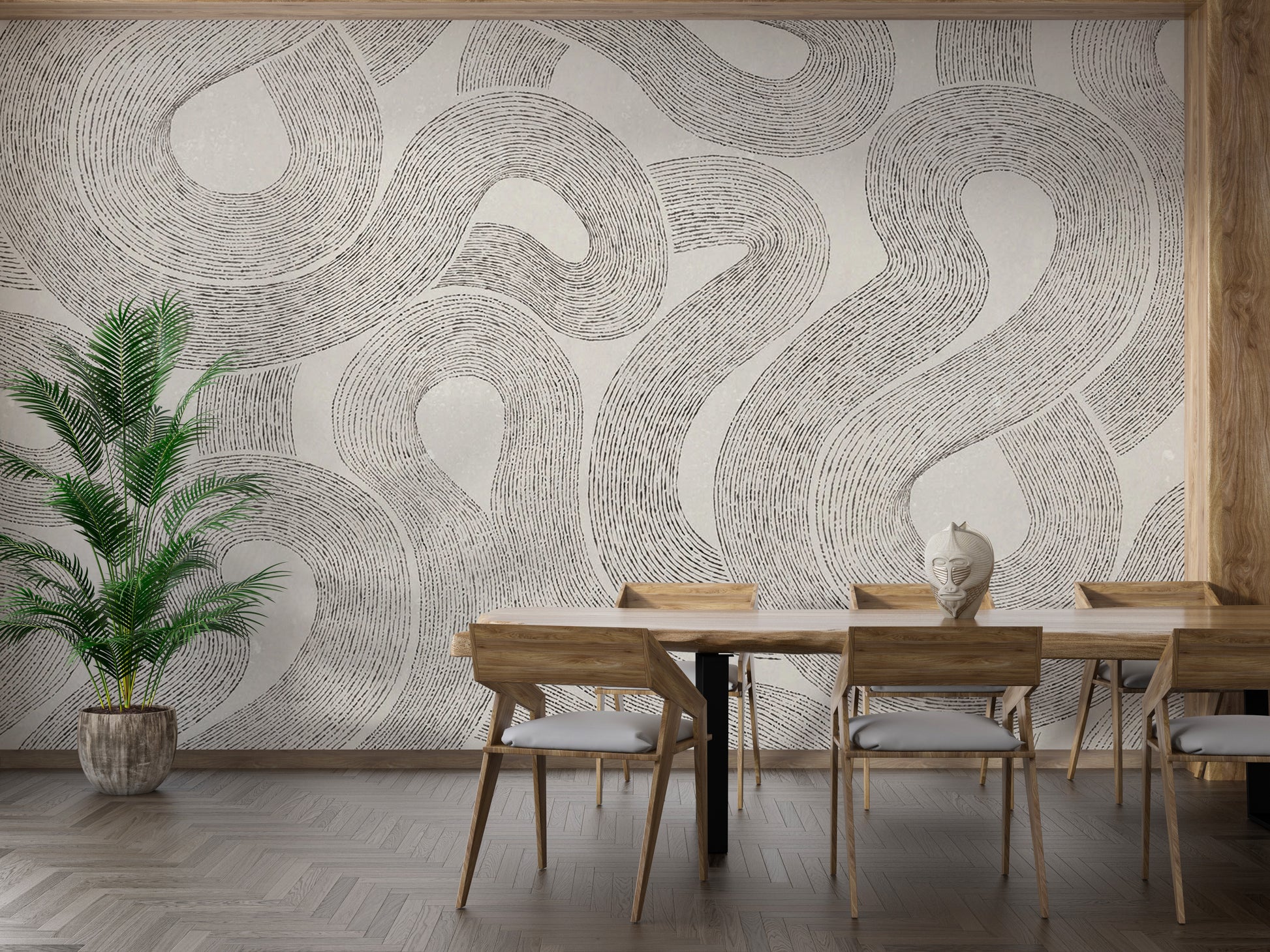 Subtle modern Zen mural in grey tones for chic decor
