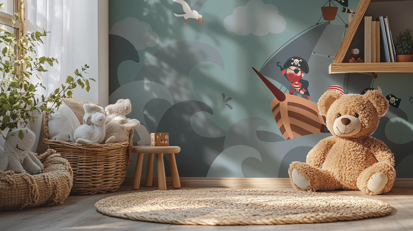 Adventurous Pirate Ship Wallpaper Mural