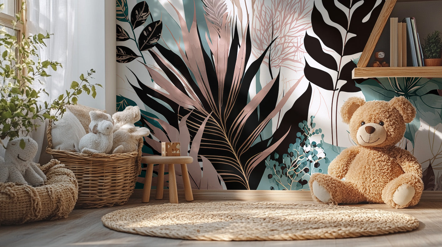 Tropical elegance wall mural for sophisticated interior decor