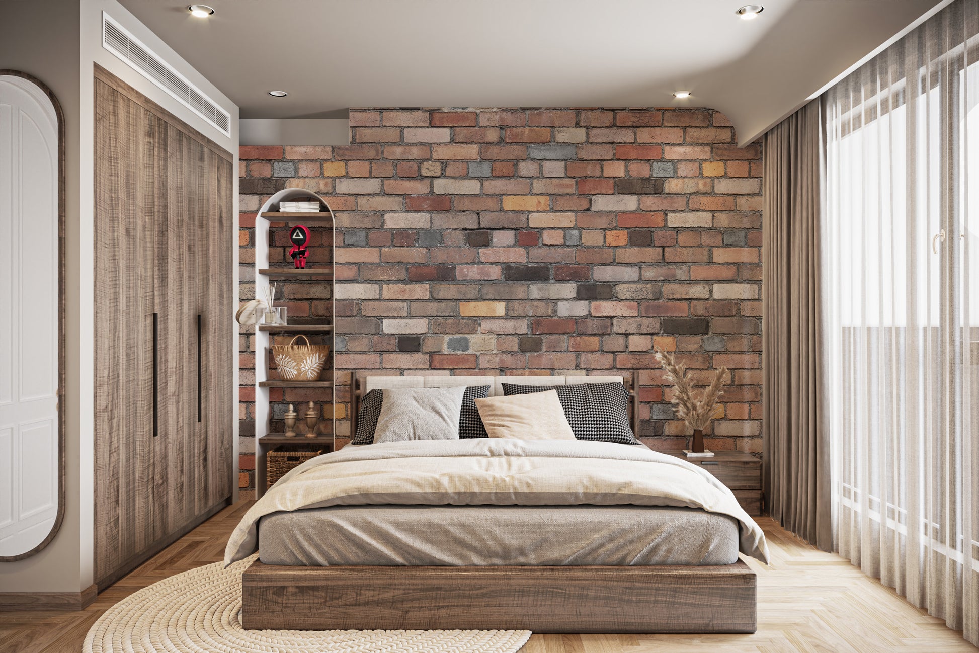 Room wallpaper featuring vintage brick texture patterns