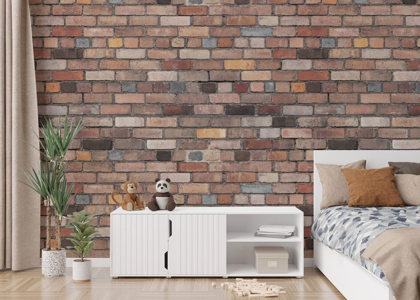 Rustic vintage brick peel-off wallpaper for bold accents