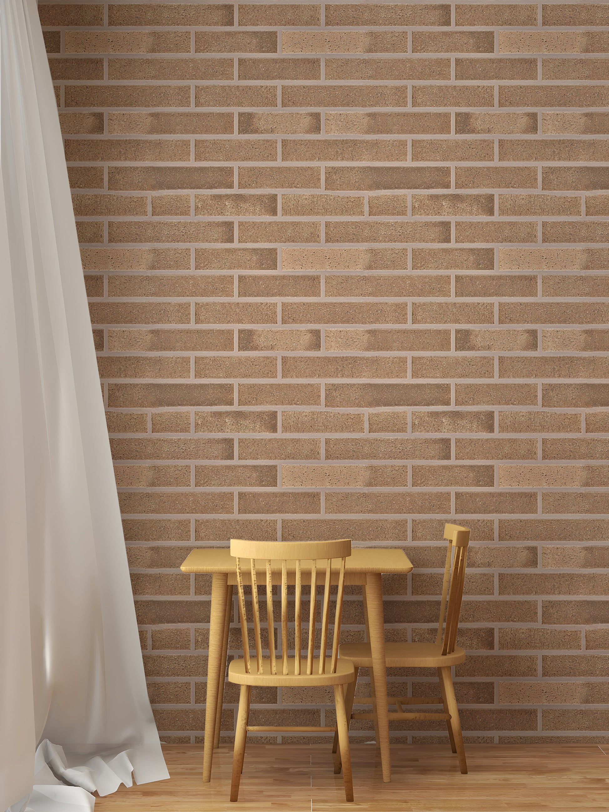 Stylish beige brick design in self-adhesive wallpaper.