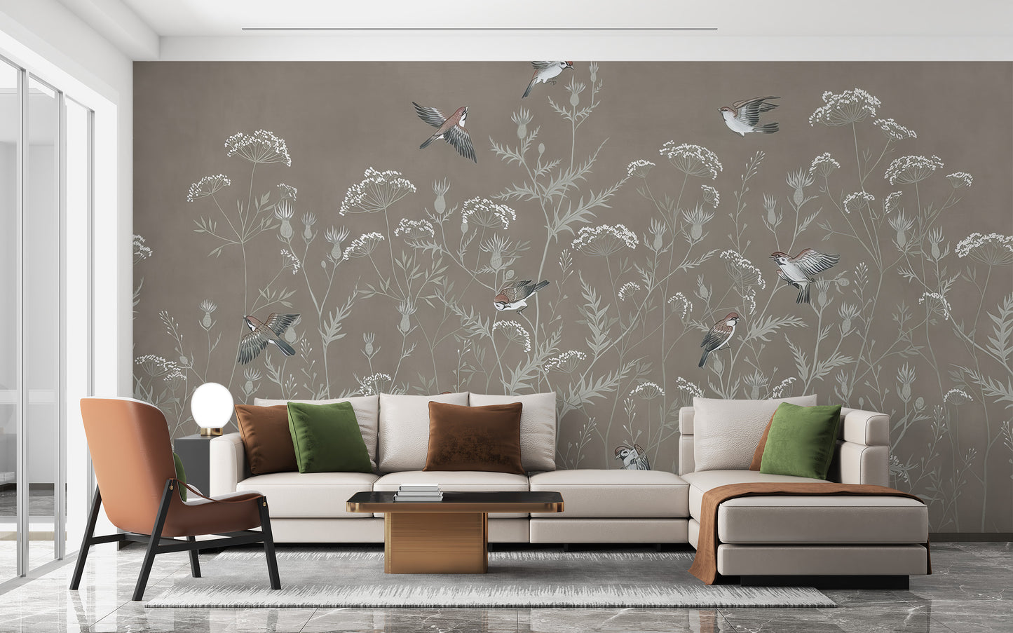 Removable flying sparrows wallpaper for tranquil spaces