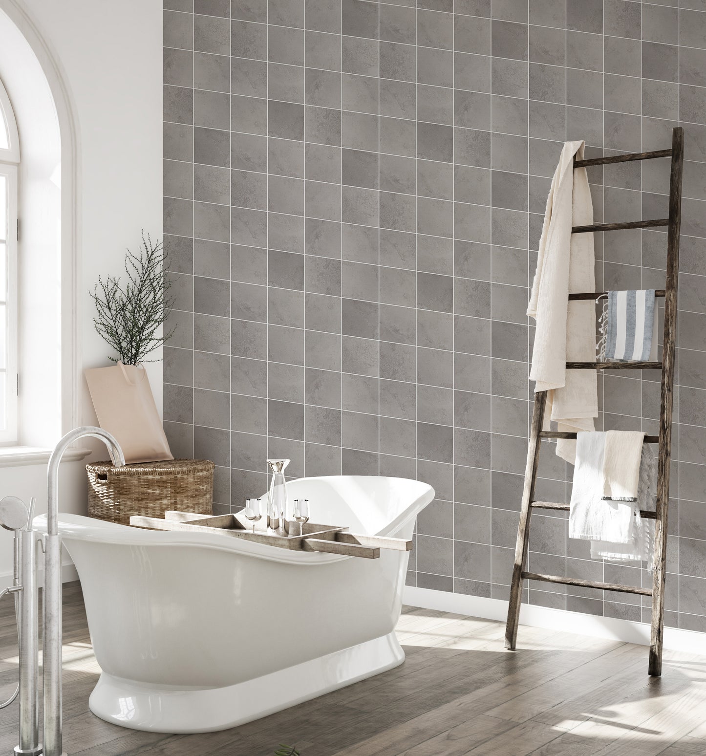 Ceramic Grey Color Tiles Seamless Pattern Wallpaper For Walls