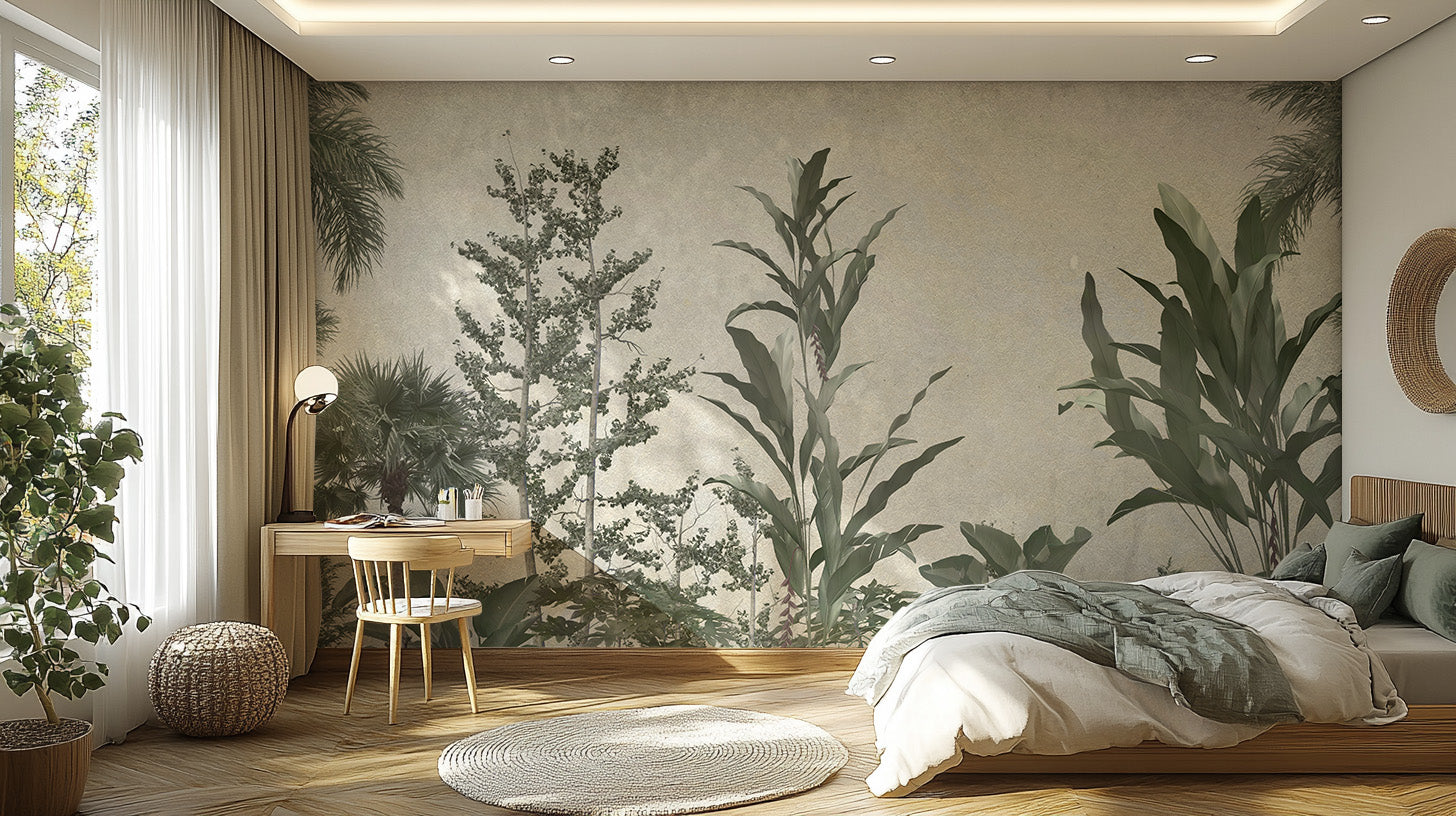 Removable lush greenery wallpaper for nature-inspired rooms