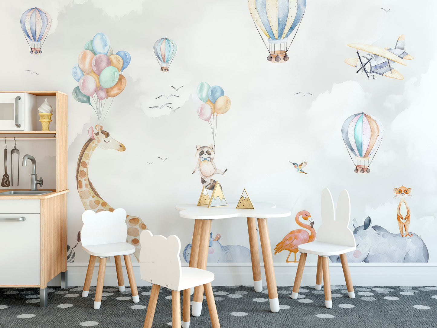 Animal Party Adventure Wall Mural for energetic walls