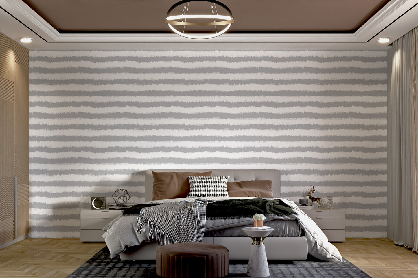 Grey Horizontal Stripes Wallpaper Mural