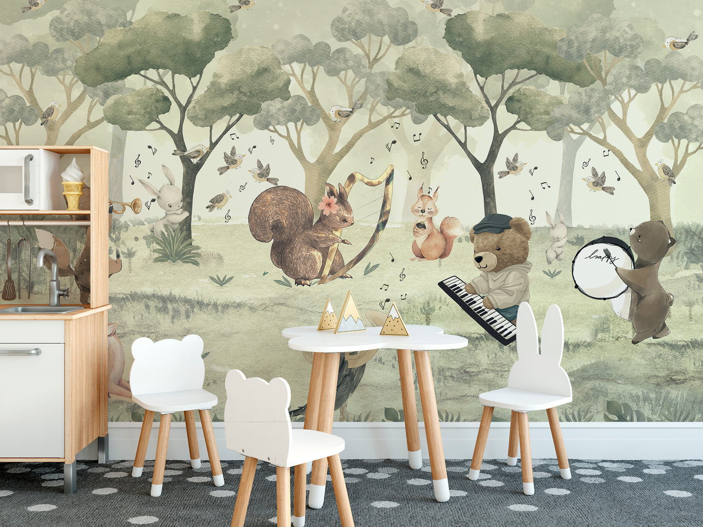 Animal Orchestra Nursery Wall Mural for vibrant decor
