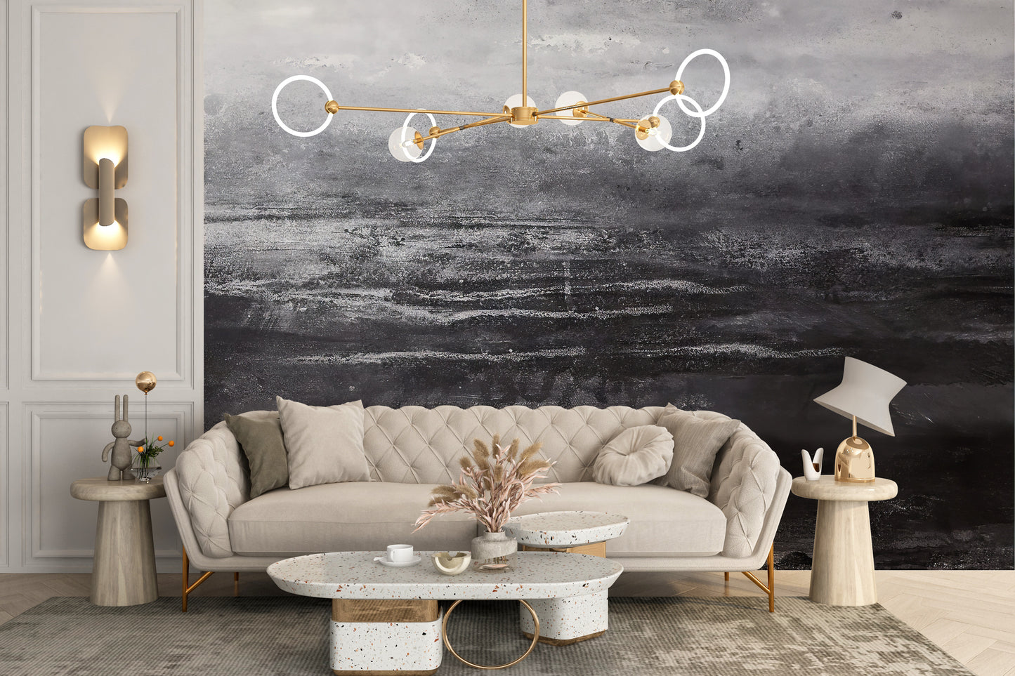 Dark Grunge Wall Mural with a textured, raw finish