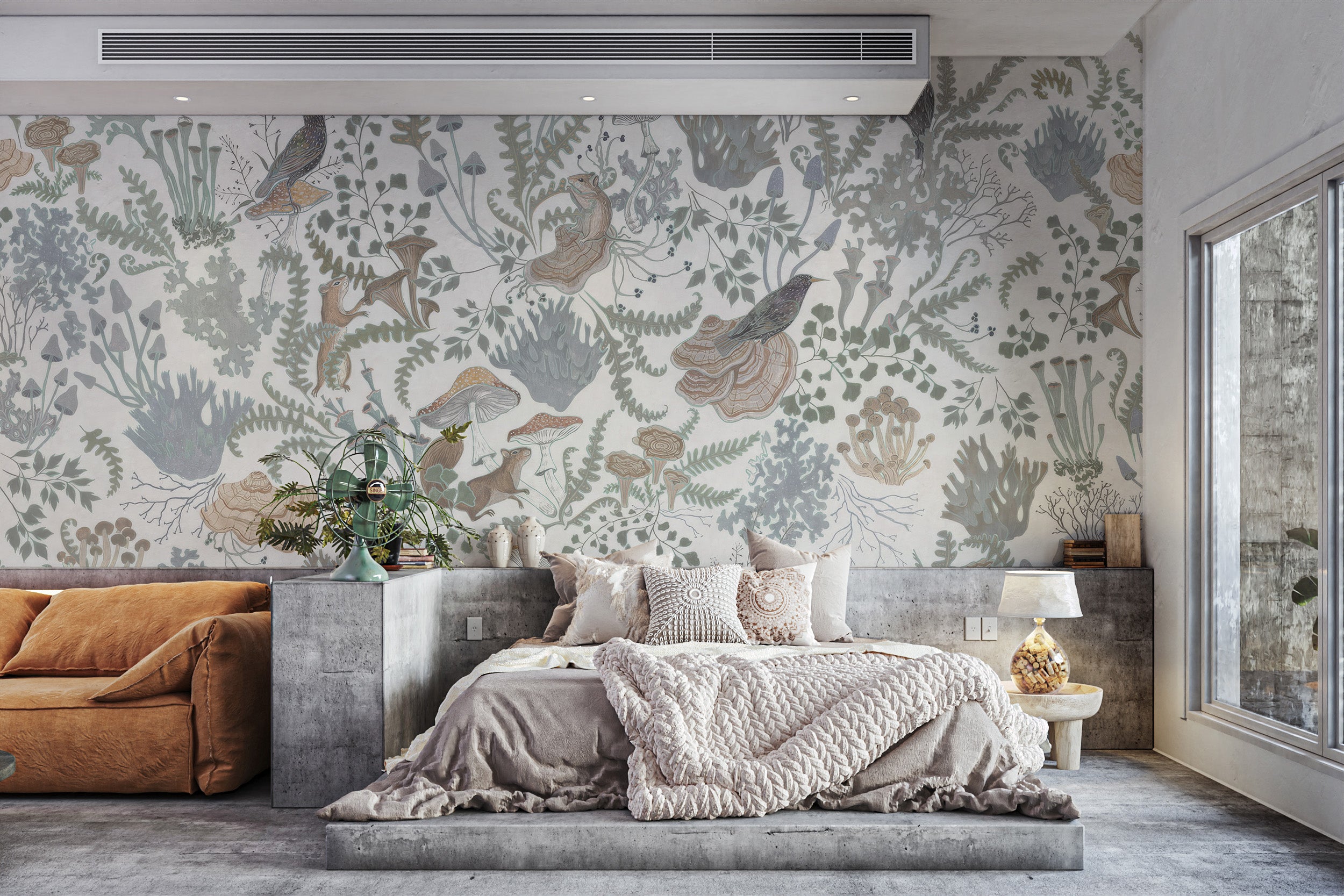 Temporary birds and leaves wallpaper for tranquil rooms