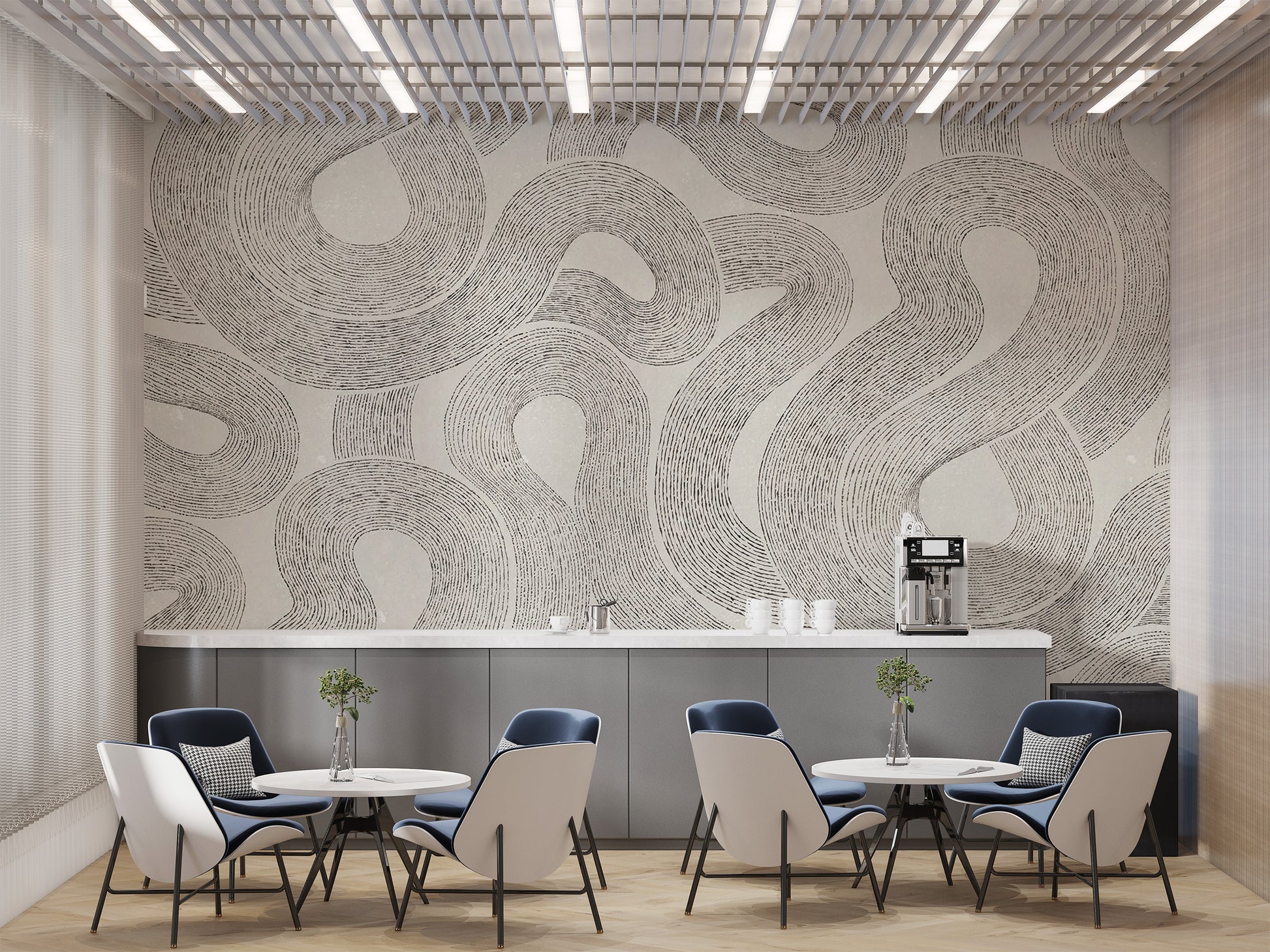 Stylish grey Zen wall mural for tranquil interiors