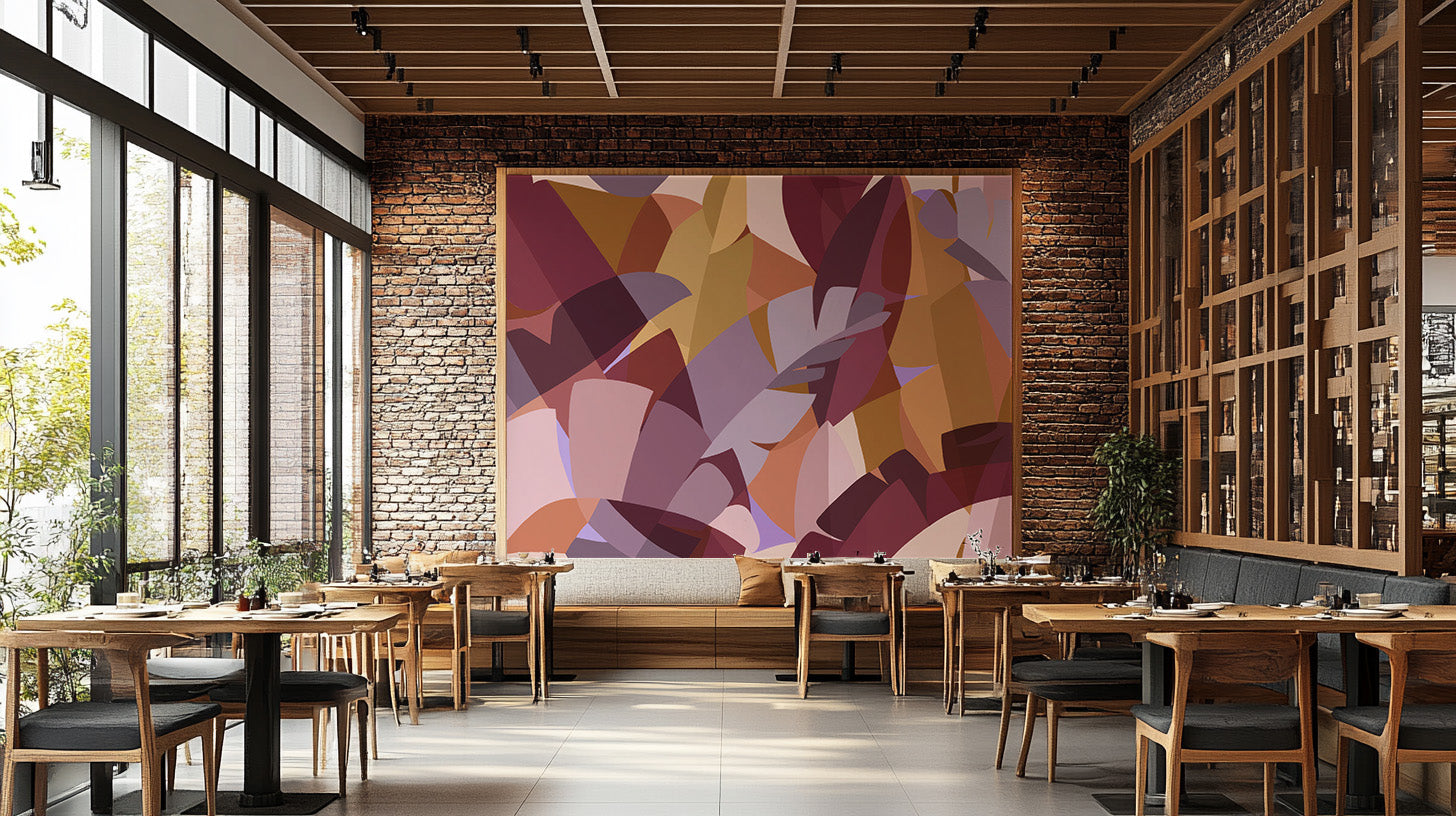 Colorful leaves abstract wallpaper mural for walls