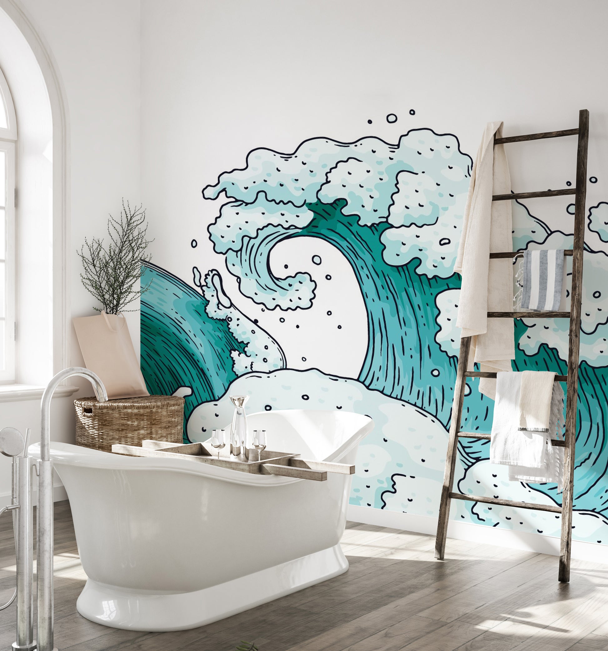 Stunning 3D wave mural wallpaper design
