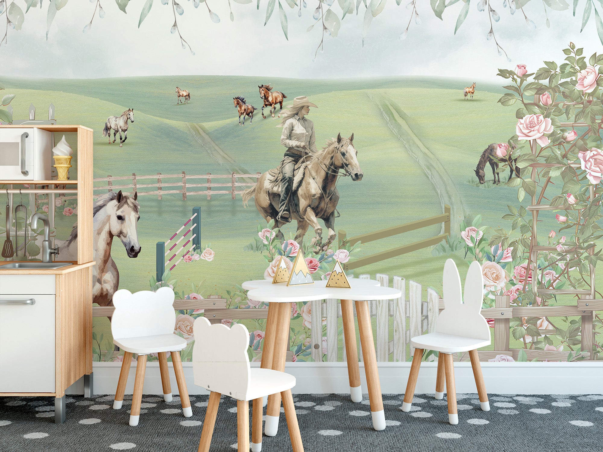 Horse Riding Adventure Wallpaper Mural with outdoor charm