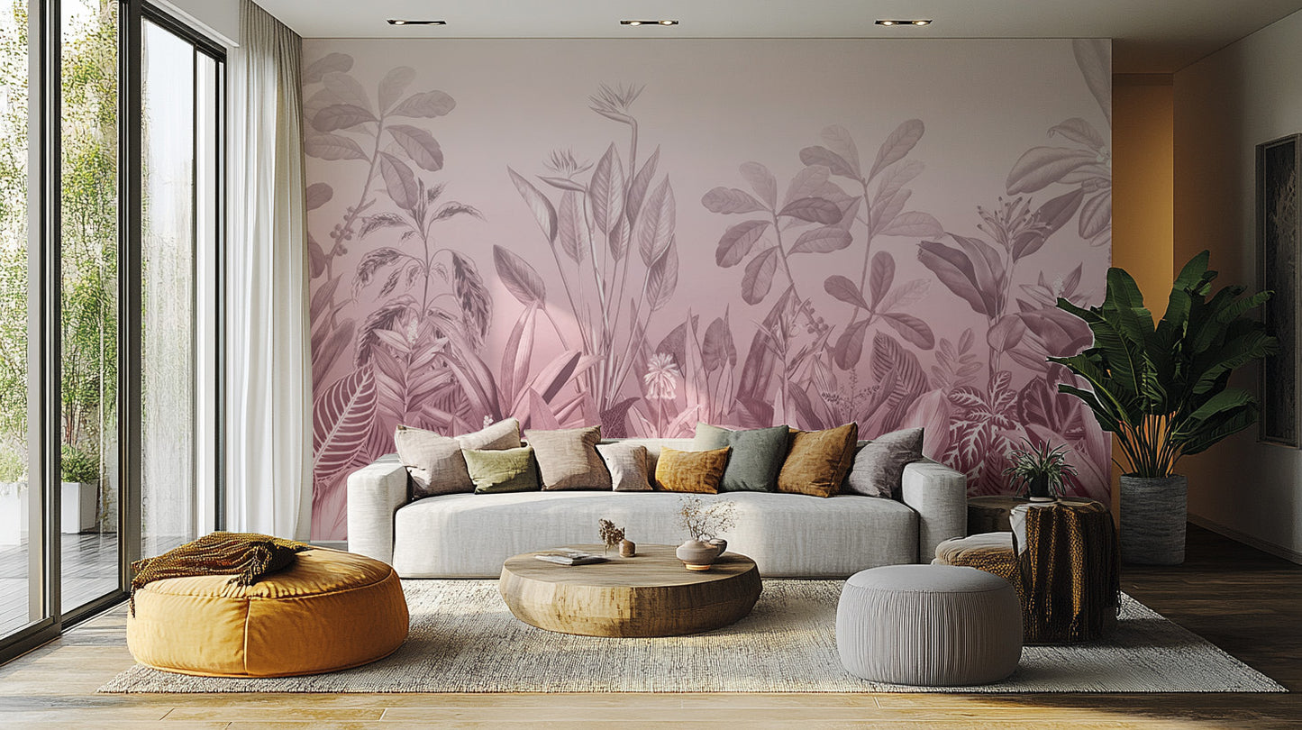 Pink Botanical Wall Mural