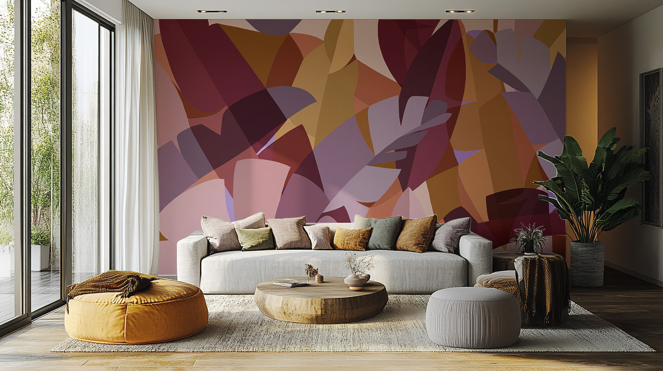 Colorful Leaves Abstract Wallpaper Mural