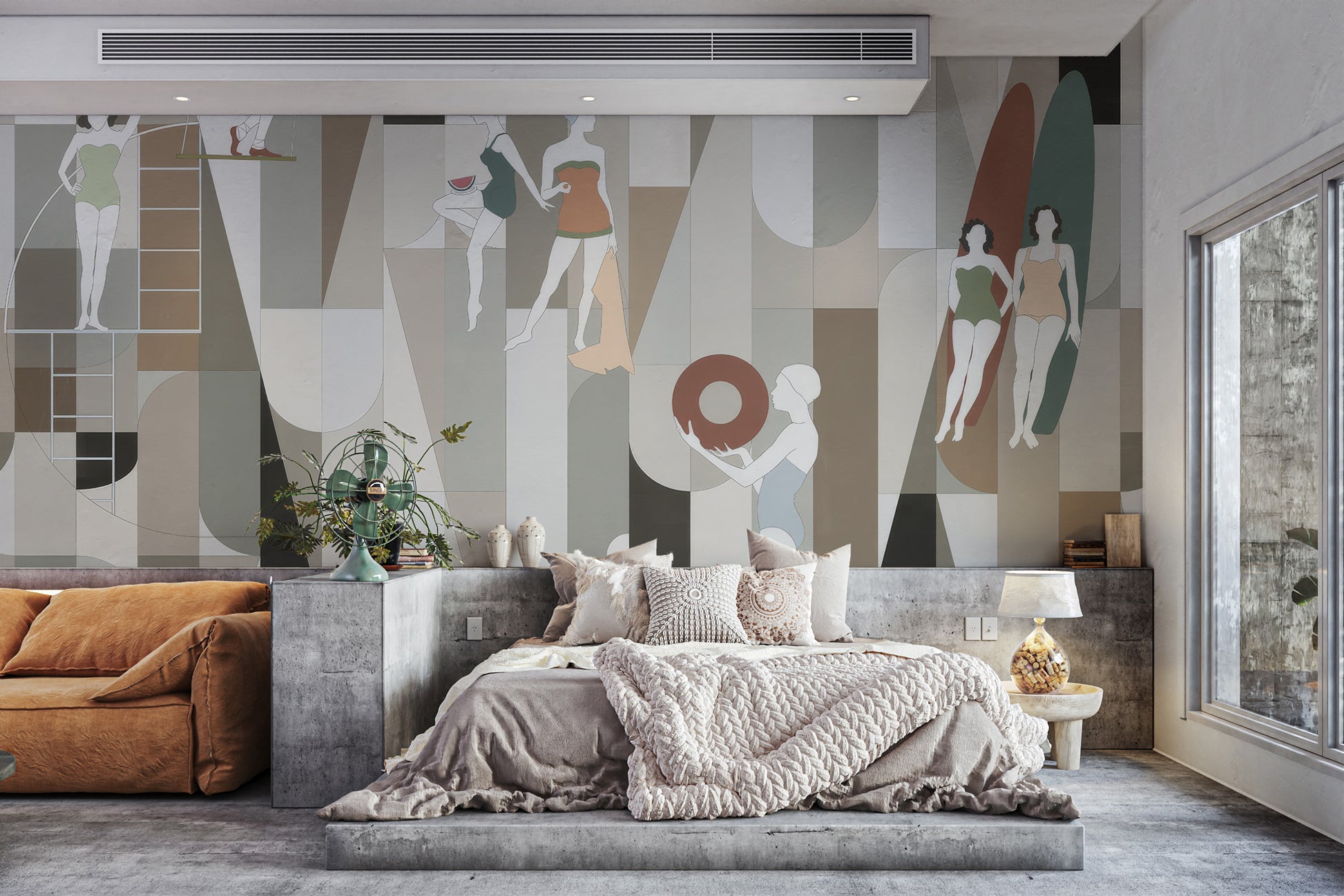 Room wallpaper featuring trendy fashion store patterns