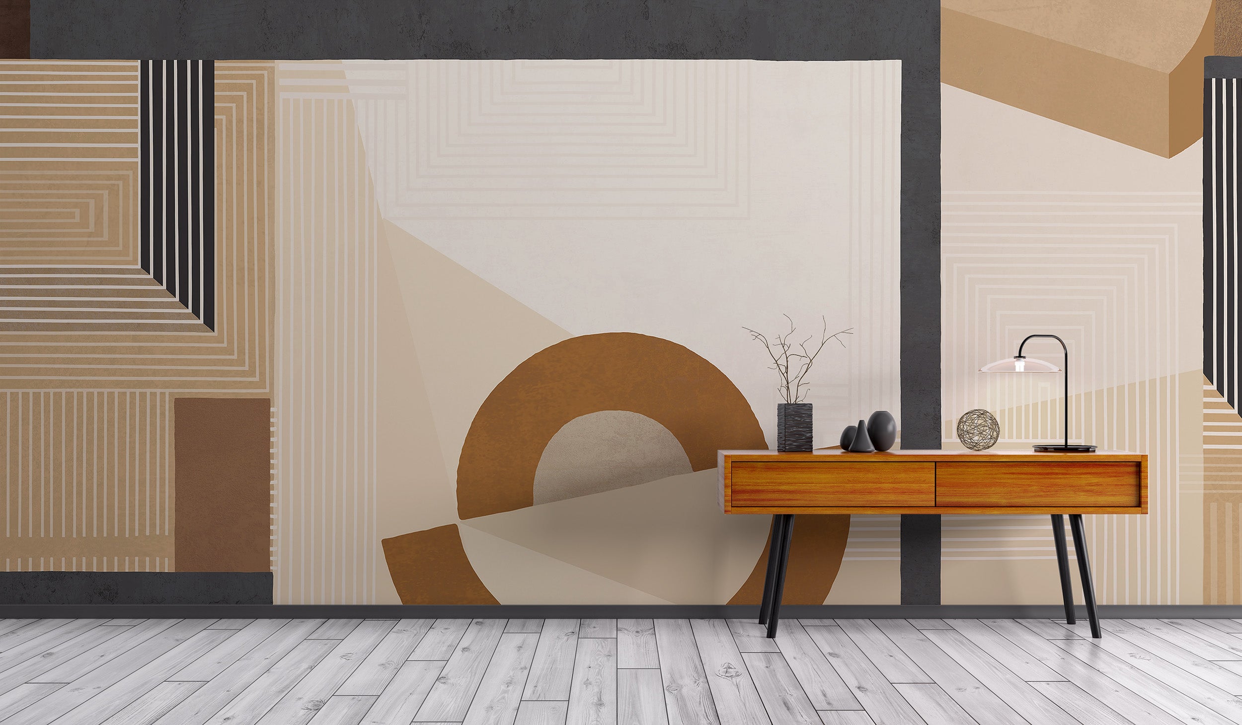 Sophisticated beige geometric shapes for interior walls.
