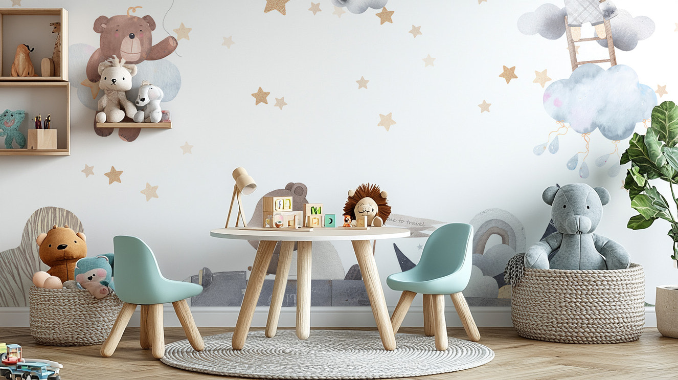 Charming Cloud Bears Wall Mural